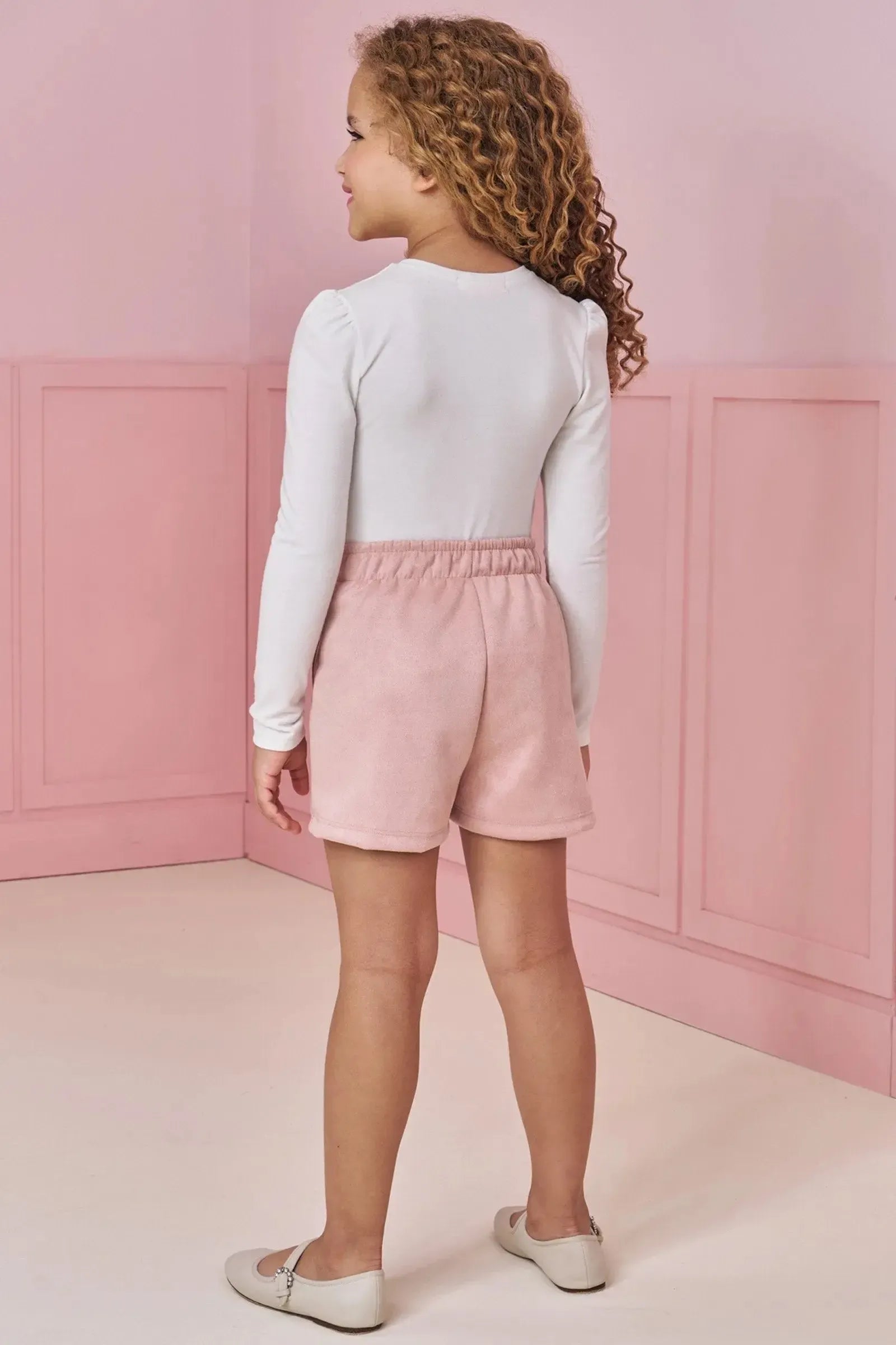Conjunto de Blusa em Malha Power e Shorts em Malha Scuba Suede 91839 Kukiê Infantil Menina