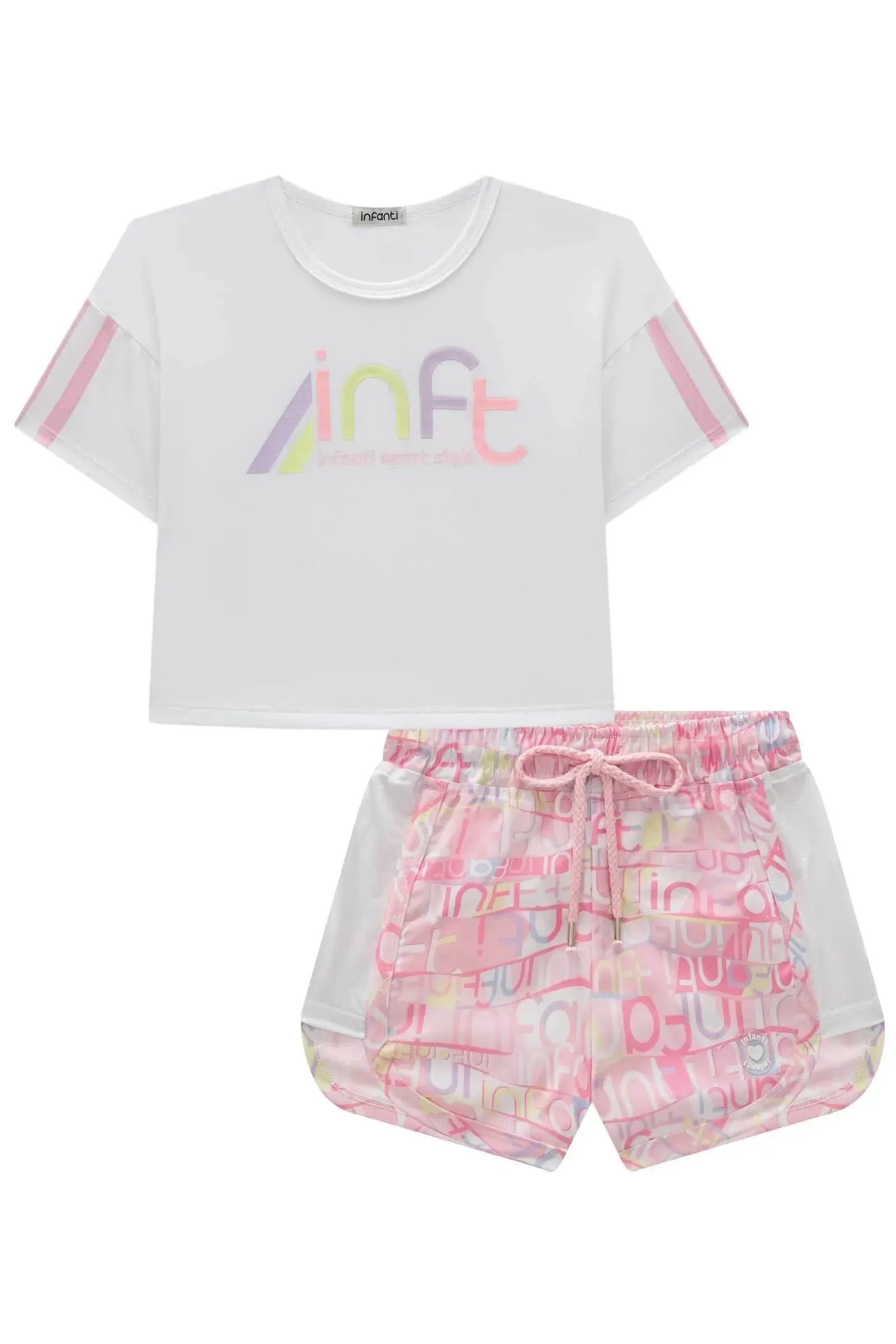 Conjunto de Blusa em Malha Yuki e Shorts em Ergonomic 96474 Infanti Infantil Menina
