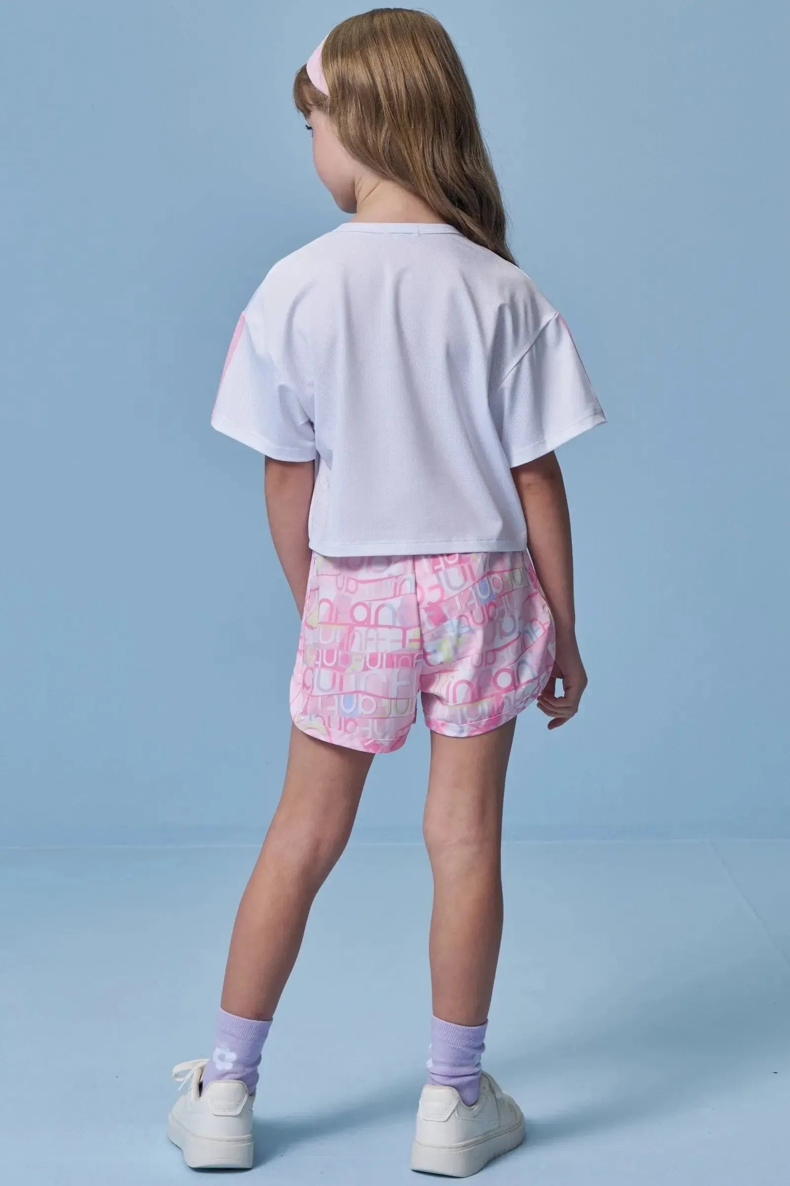 Conjunto de Blusa em Malha Yuki e Shorts em Ergonomic 96474 Infanti Infantil Menina