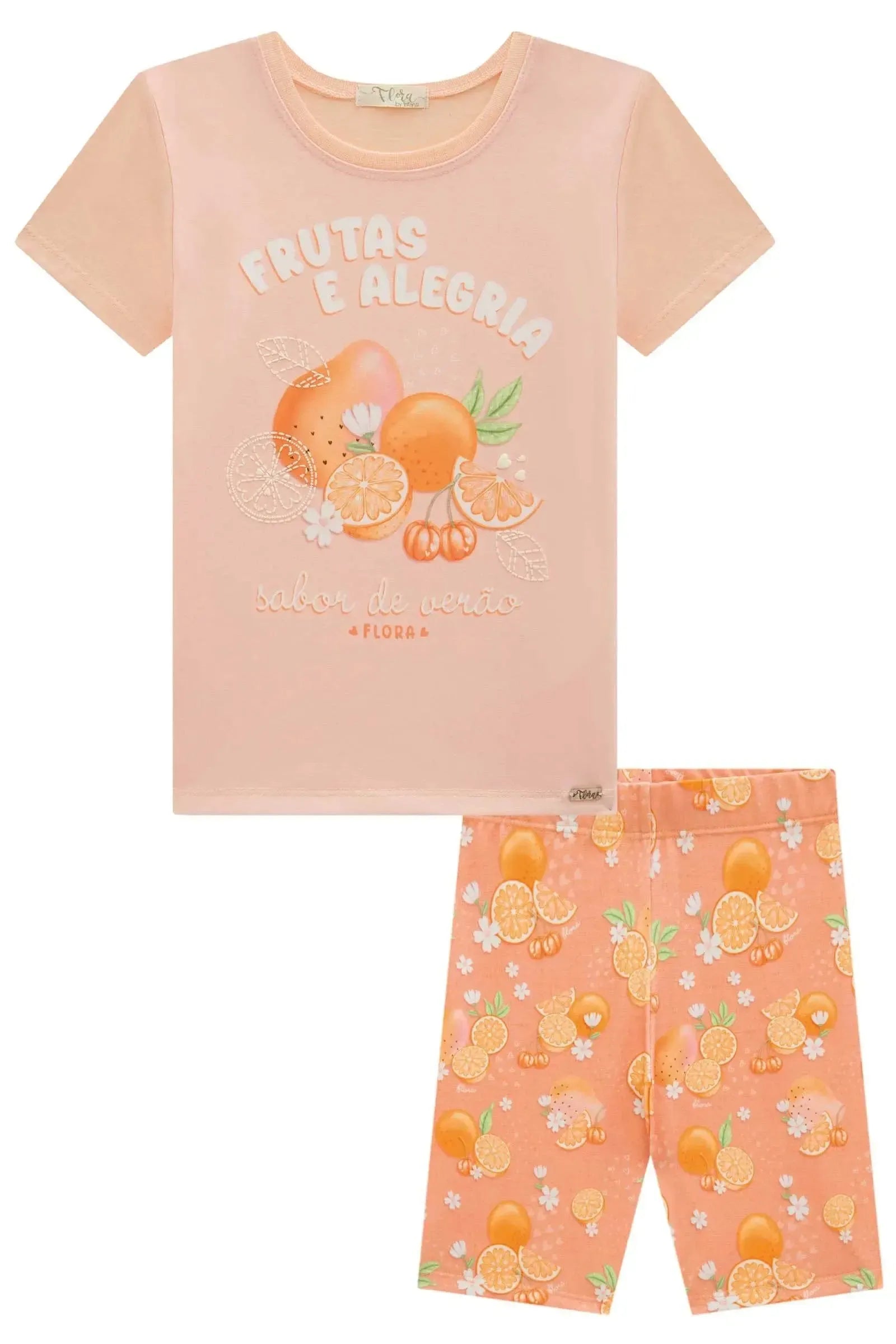 Conjunto de Blusa em Meia Malha com Biker em Malha Power 94649 Infanti Infantil Menina