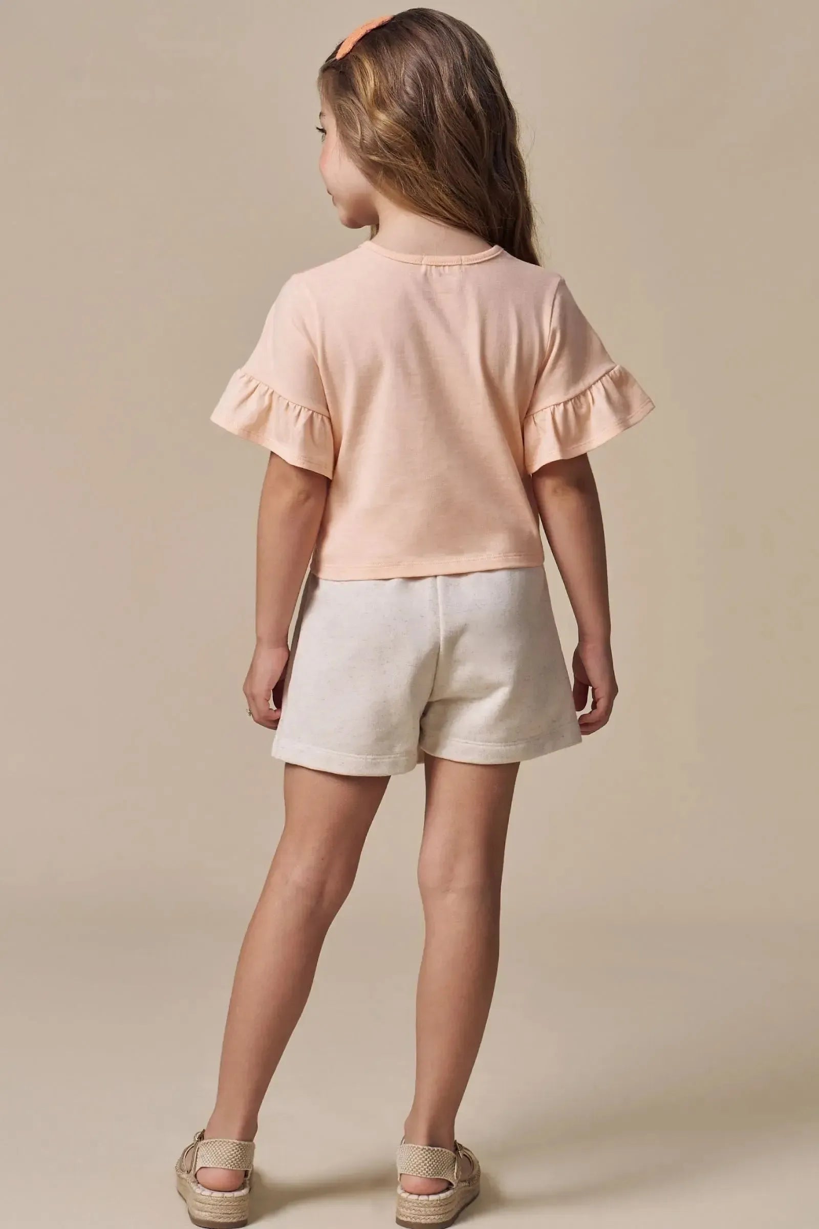 Conjunto de Blusa em Meia Malha com Short Saia em Moletom sem Pelúcia 96922 Infanti Infantil Menina