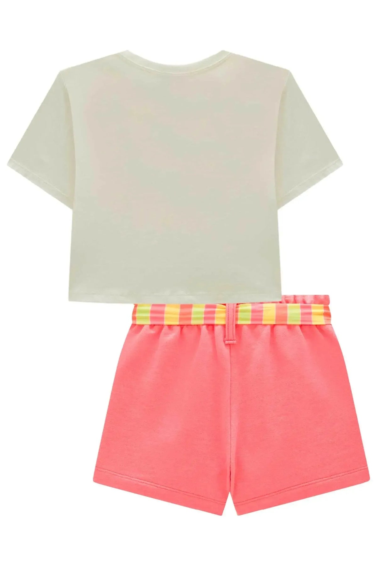 Conjunto de Blusa em Meia Malha com Short Saia em Moletom sem Pelúcia 99397 Infanti Infantil Menina