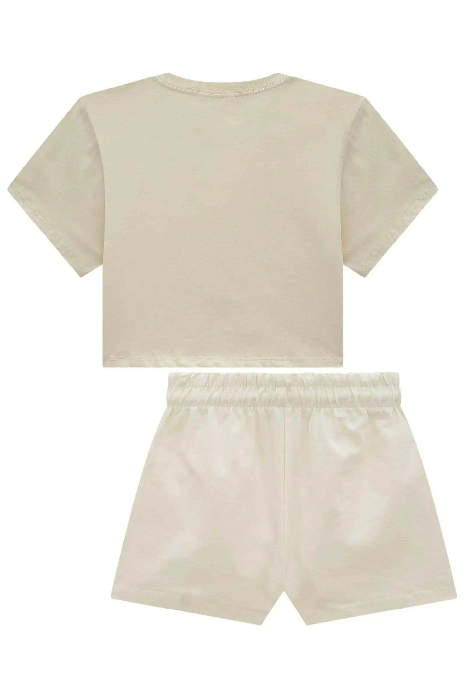 Conjunto de Blusa em Meia Malha com Shorts de Sarja com Elastano 98891 Infanti Infantil Menina