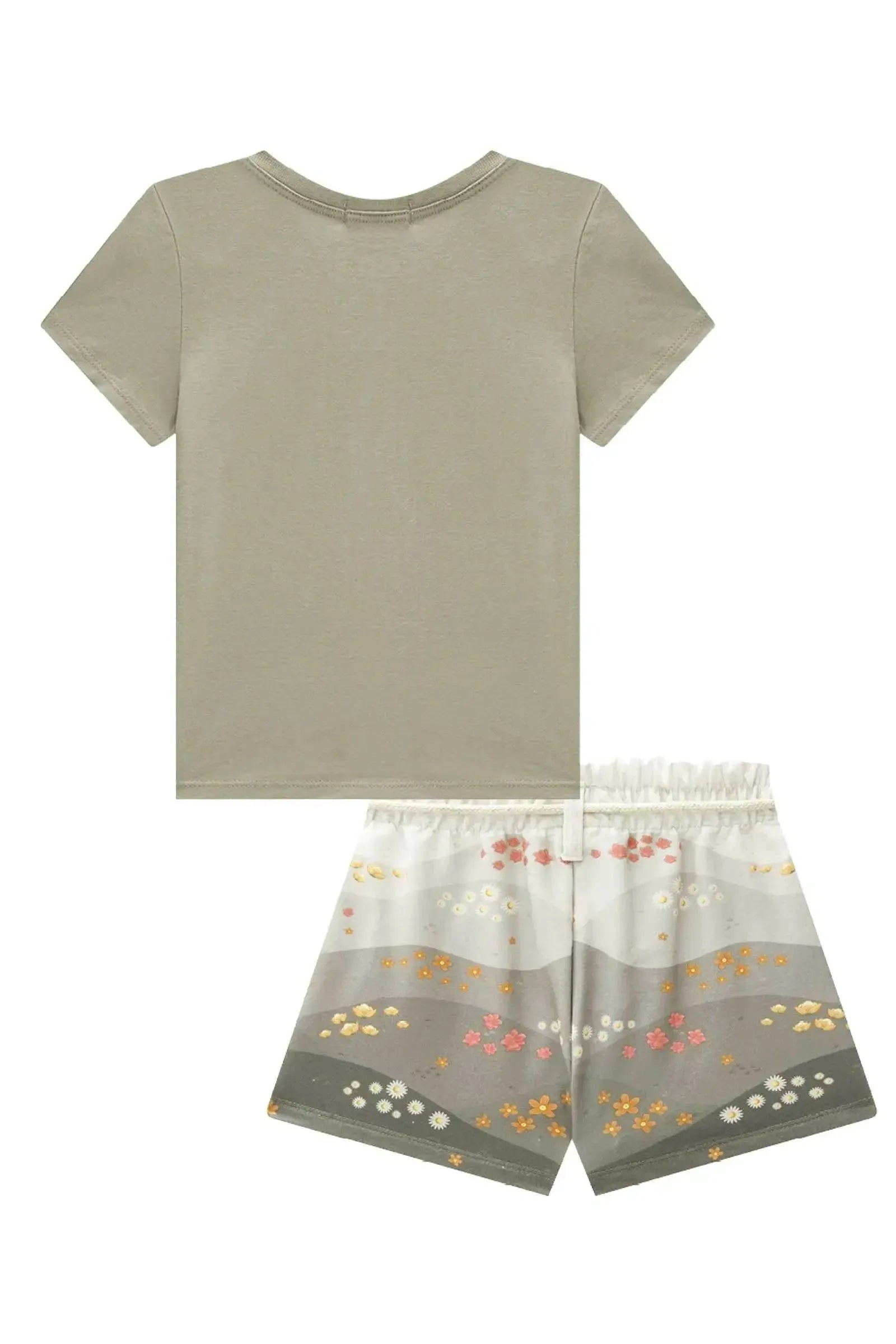Conjunto de Blusa em Meia Malha com Shorts em Molecotton 86514 Infanti Infantil Menina