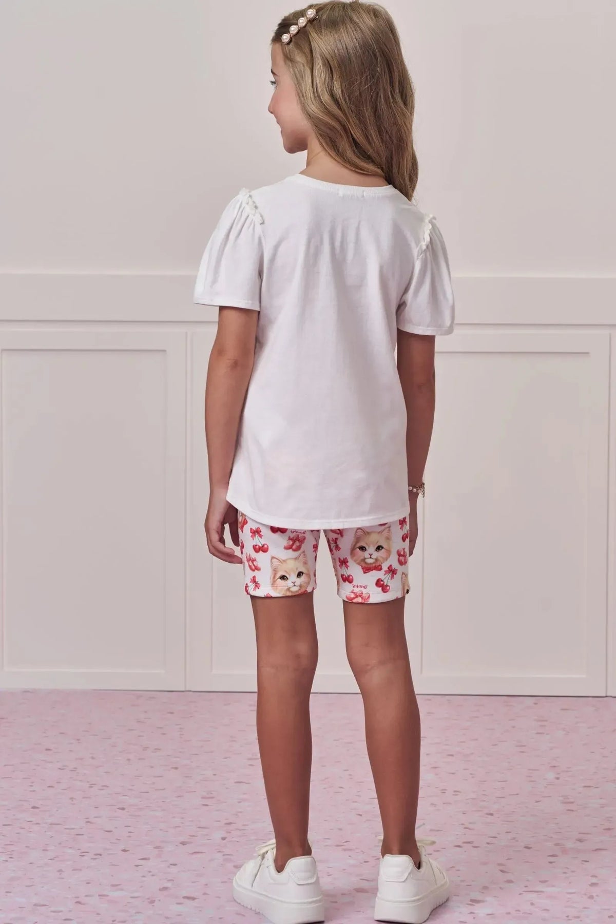 Conjunto de Blusa em Meia Malha e Bermuda Biker em Fly Tech 98716 Infanti Infantil Menina