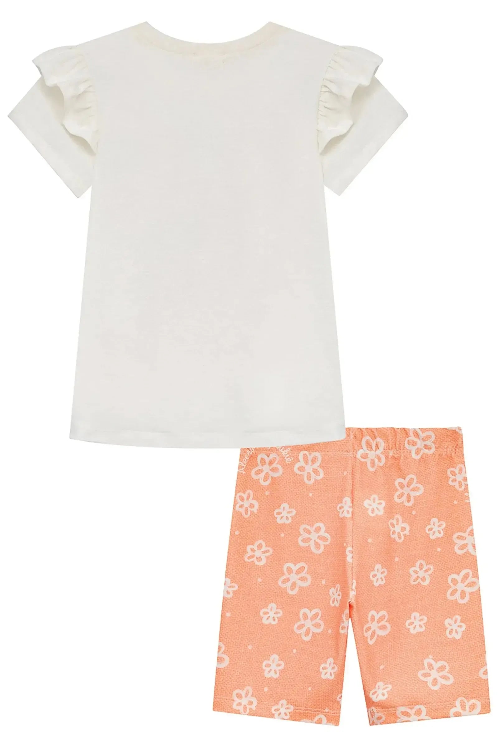 Conjunto de Blusa em Meia Malha e Bermuda Biker em Malha Power 94806 Kukiê Infantil Menina