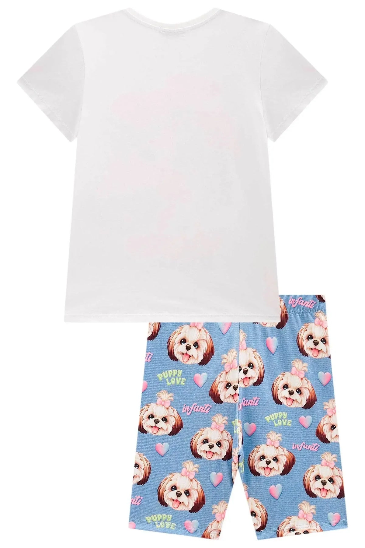 Conjunto de Blusa em Meia Malha e Bermuda Biker em Malha Power 98076 Infanti Infantil Menina