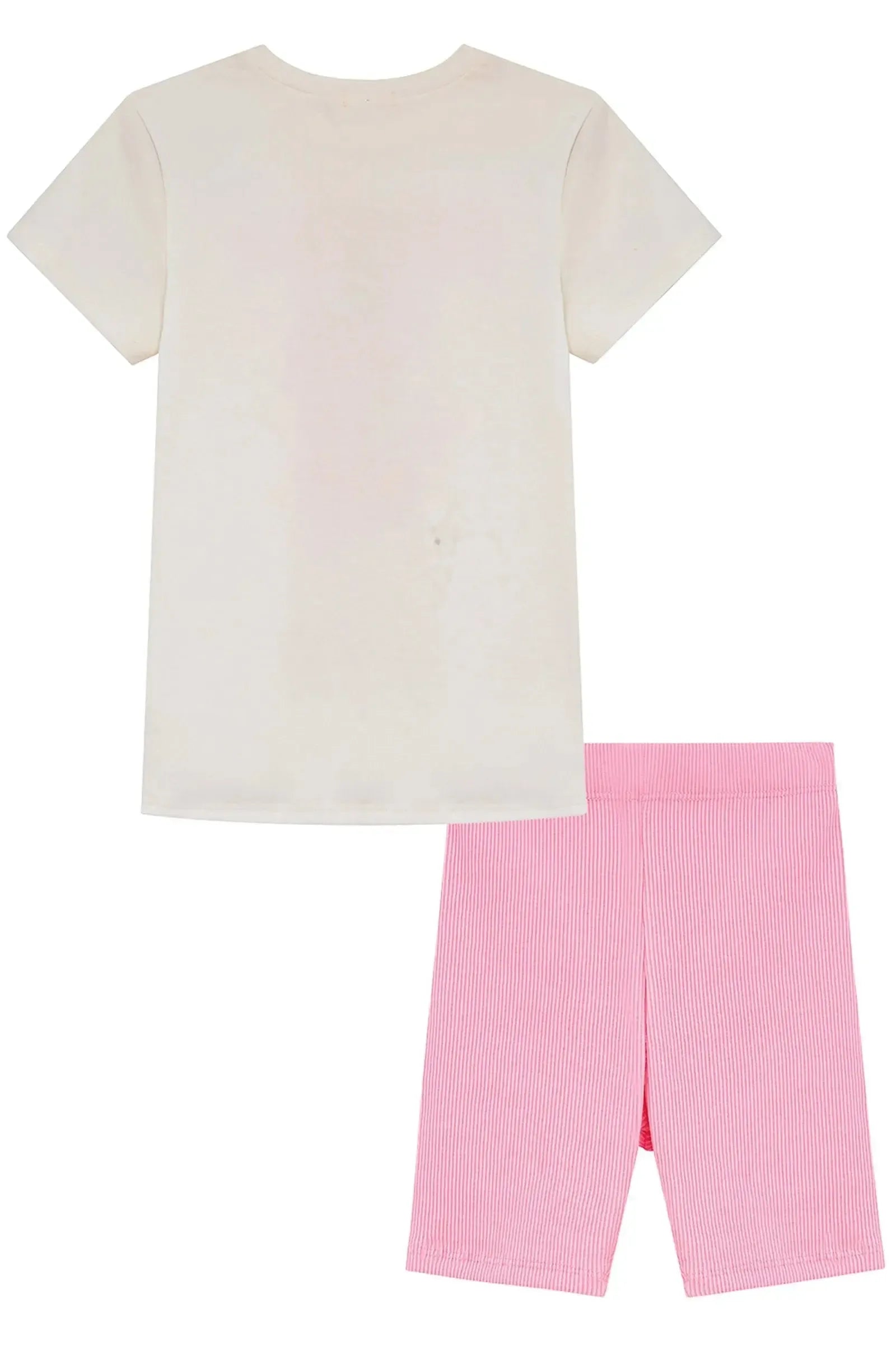 Conjunto de Blusa em Meia Malha e Bermuda Biker em Soft Line 95541 Kukiê Infantil Menina