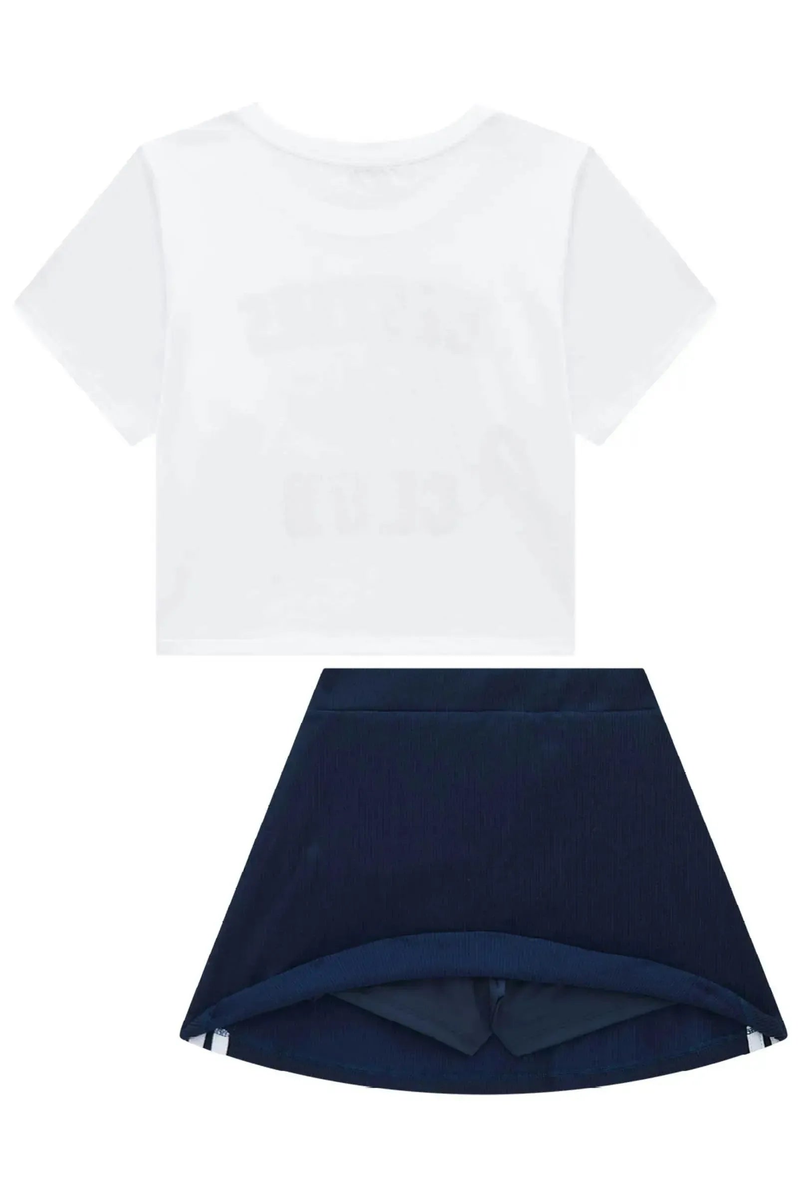 Conjunto de Blusa em Meia Malha e Saia em Soft Line com Shorts Embutido 96912 Vic&Vicky Teen Menina