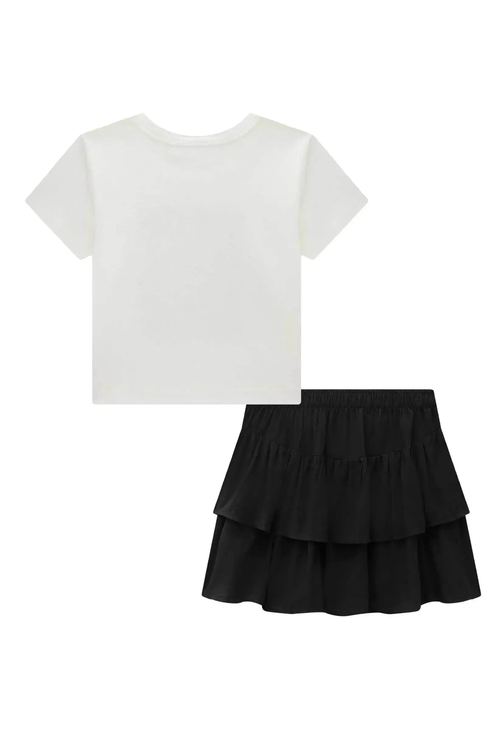 Conjunto de Blusa em Meia Malha e Saia em Viscolinho Summer 95916 Lilimoon Teen Menina