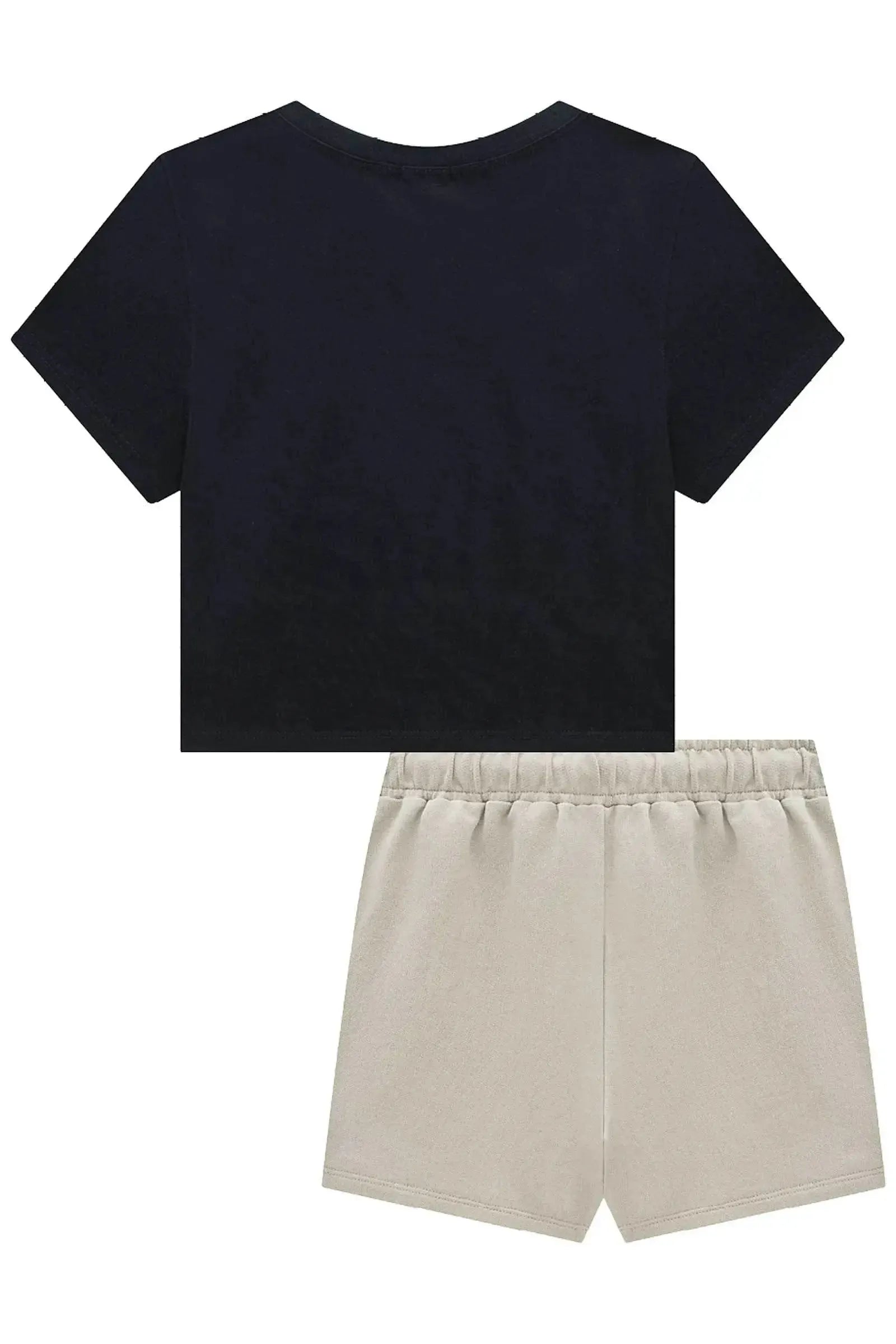 Conjunto de Blusa em Meia Malha e Short Saia em Moletom sem Pelúcia 93491 Vic&Vicky Teen Menina