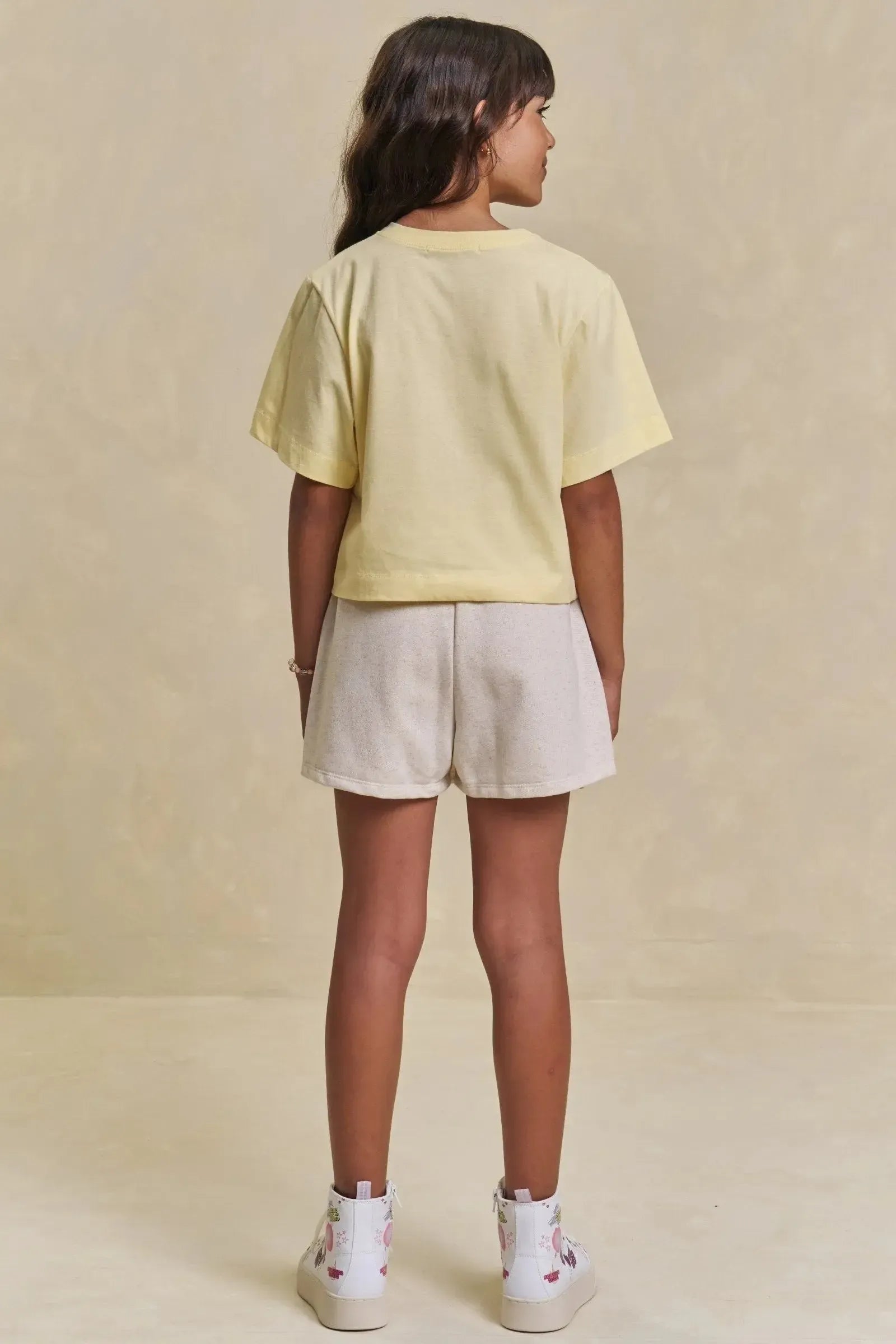 Conjunto de Blusa em Meia Malha e Short Saia em Moletom sem Pelúcia 95806 Lilimoon Teen Menina