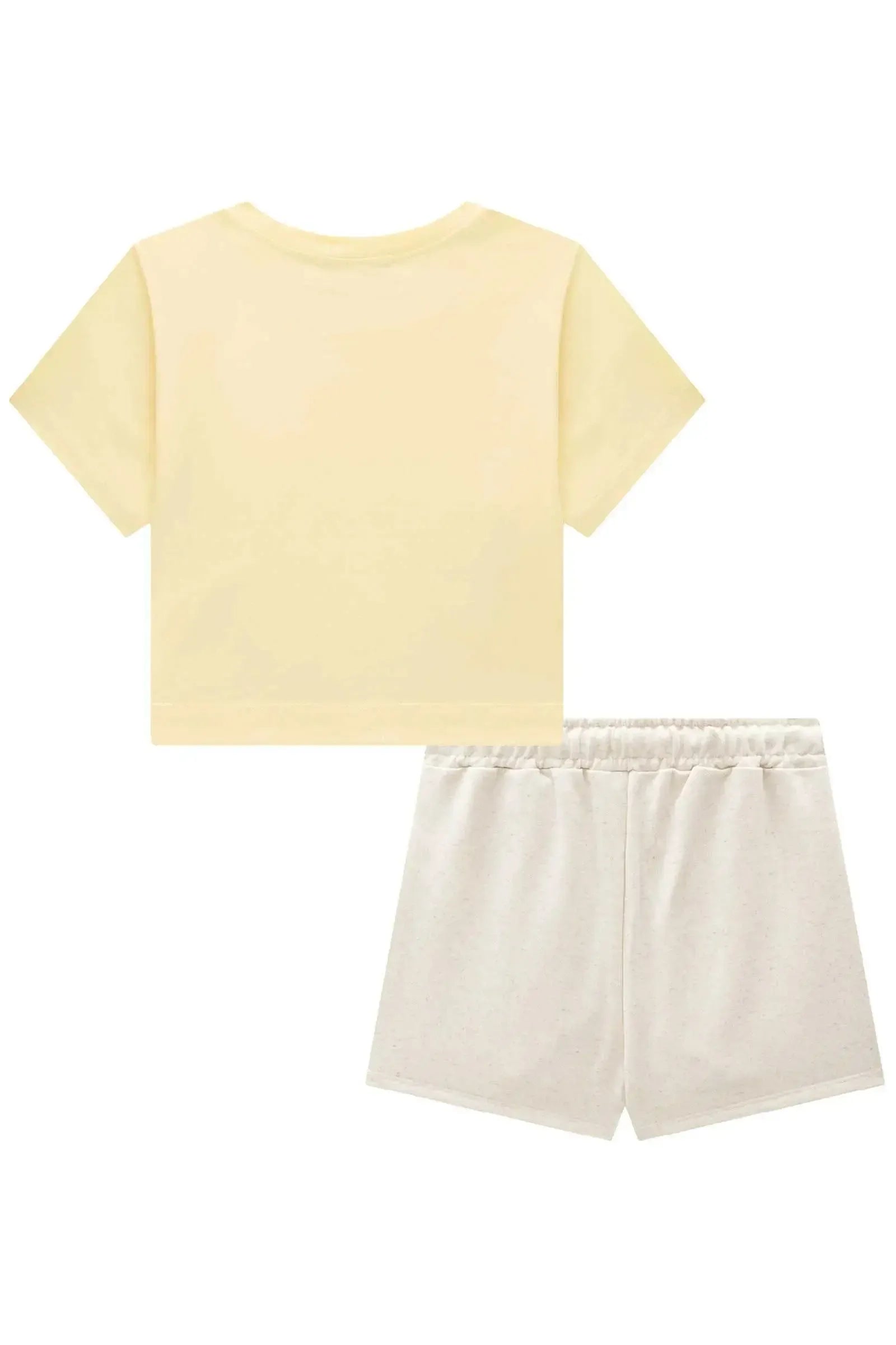 Conjunto de Blusa em Meia Malha e Short Saia em Moletom sem Pelúcia 95806 Lilimoon Teen Menina