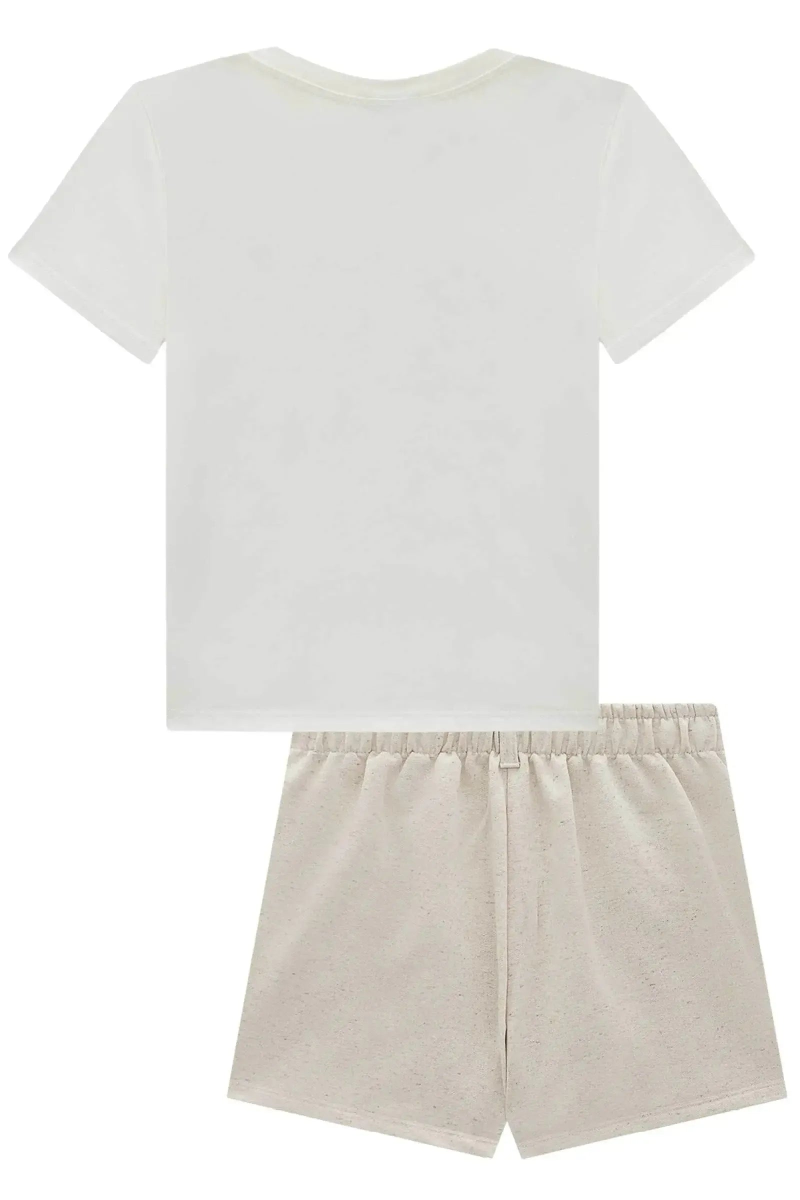 Conjunto de Blusa em Meia Malha e Short Saia em Moletom sem Pelúcia 96845 Vic&Vicky Teen Menina