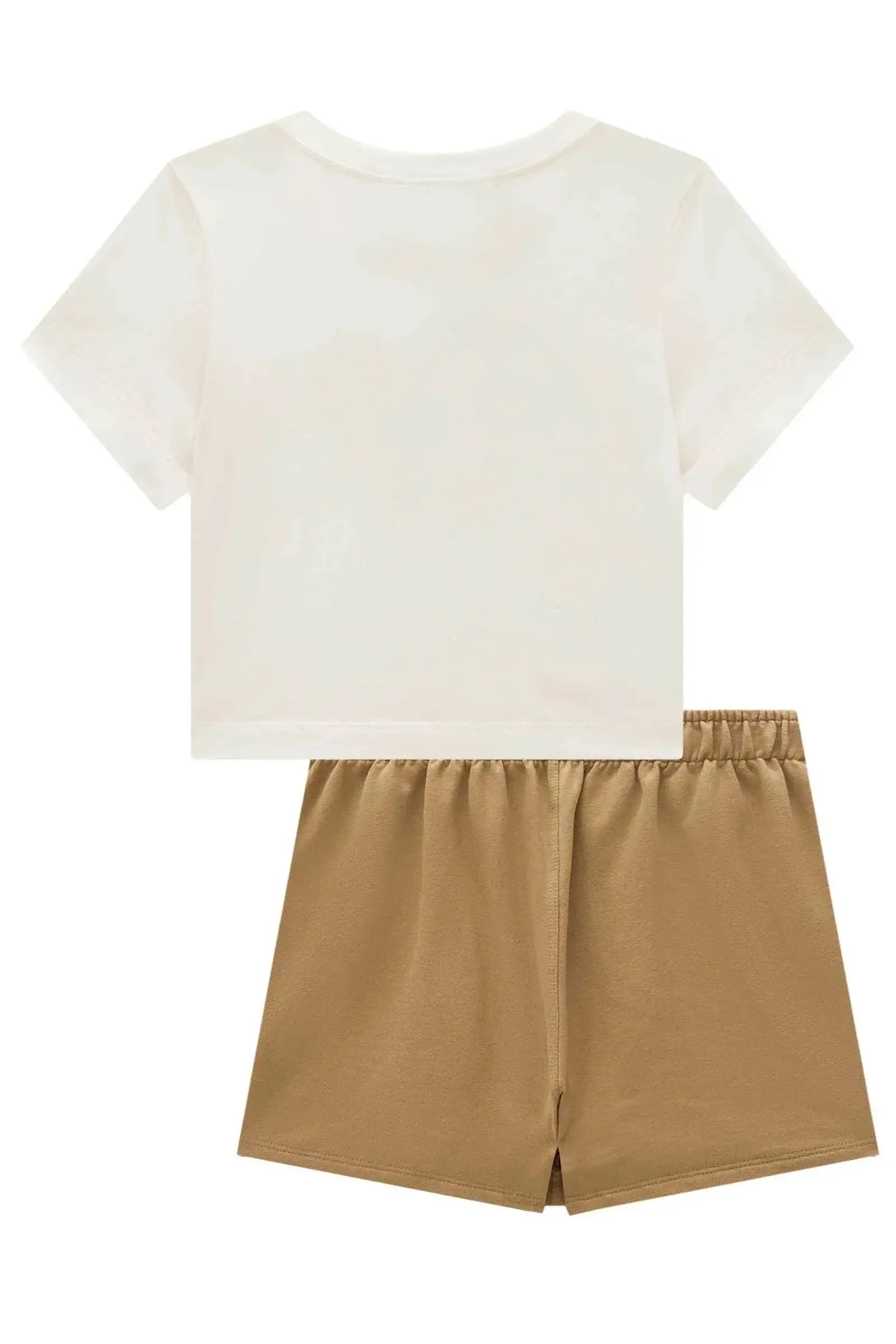 Conjunto de Blusa em Meia Malha e Short Saia em Moletom sem Pelúcia 98574 Lilimoon Teen Menina