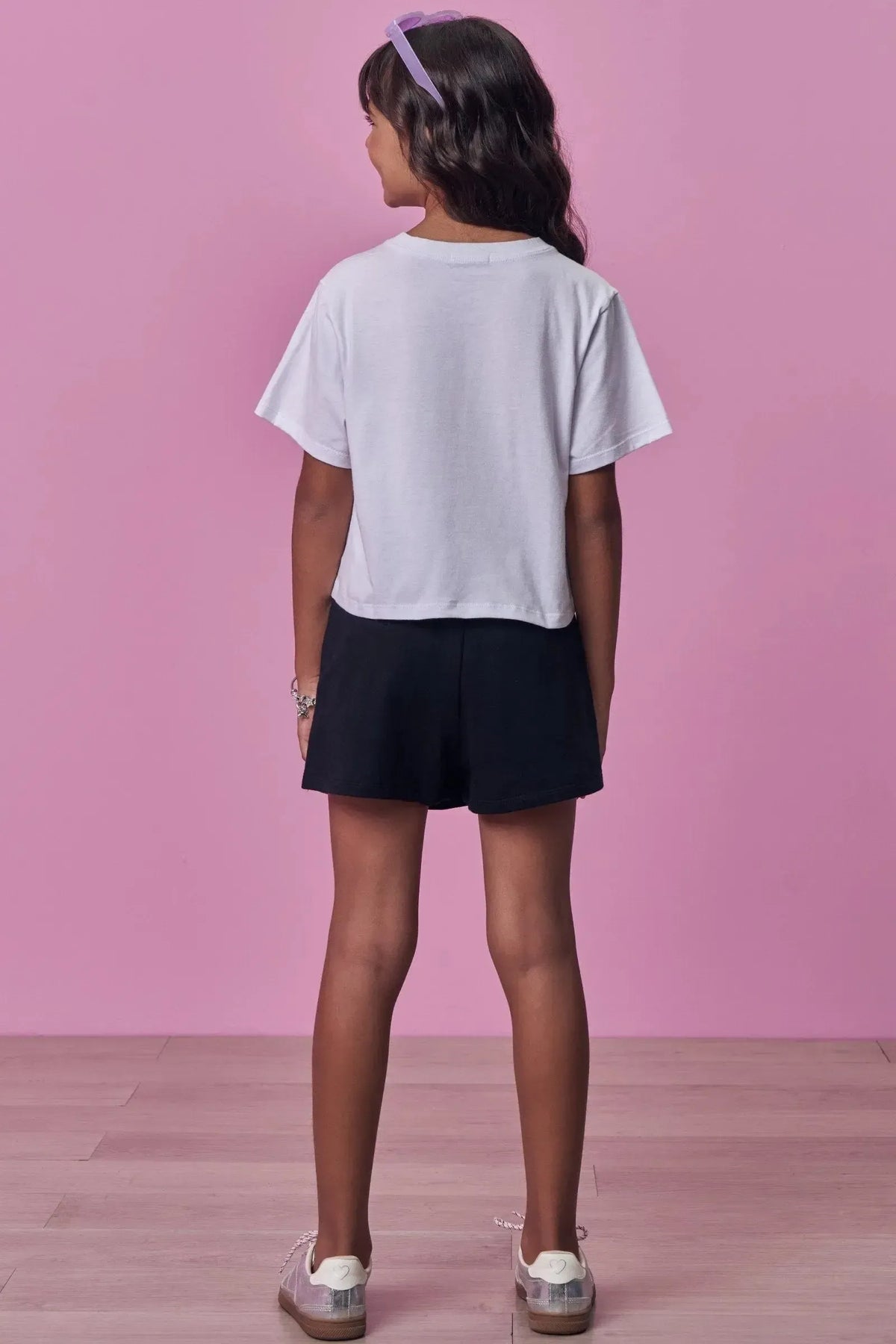 Conjunto de Blusa em Meia Malha e Short Saia em Moletom sem Pelúcia 98889 Vic Teen Menina