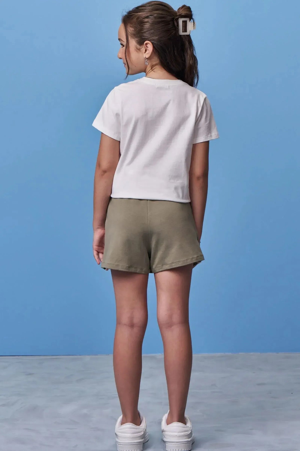 Conjunto de Blusa em Meia Malha e Short Saia em Molevisco 98251 Vic Teen Menina