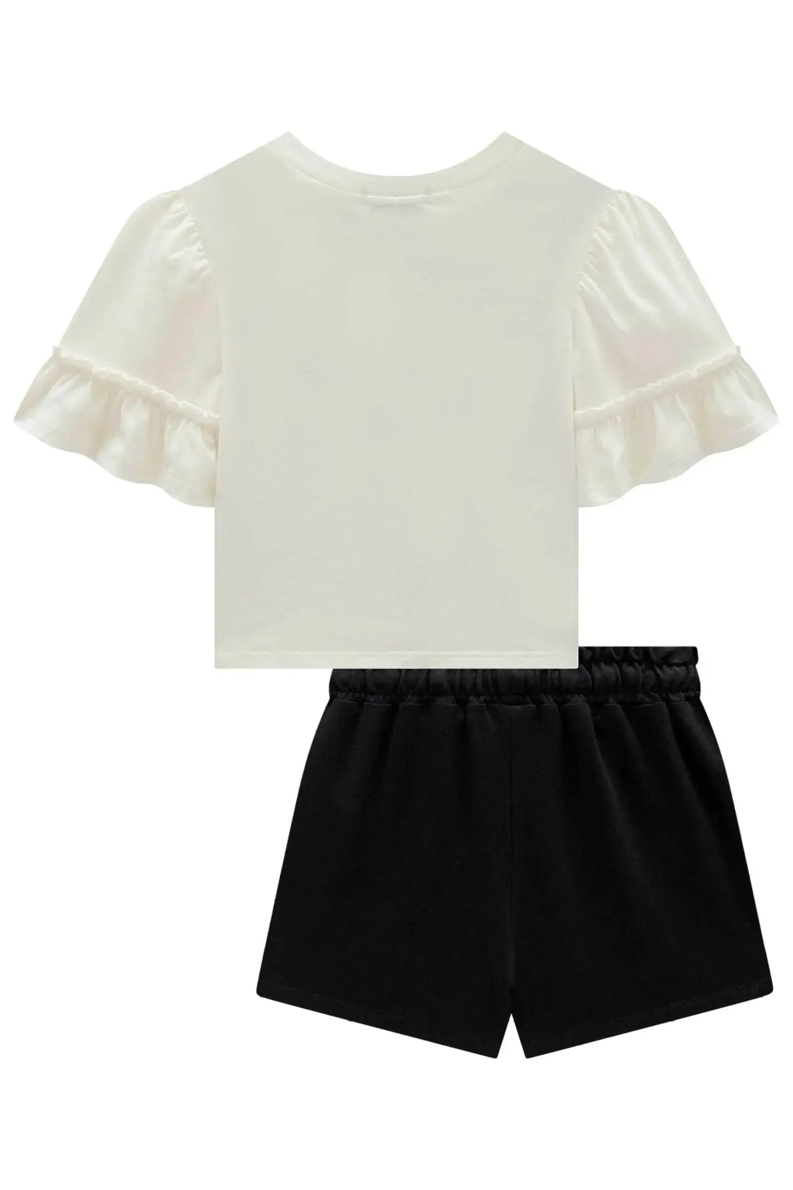 Conjunto de Blusa em Meia Malha e Short Saia em Molevisco 98719 Infanti Infantil Menina