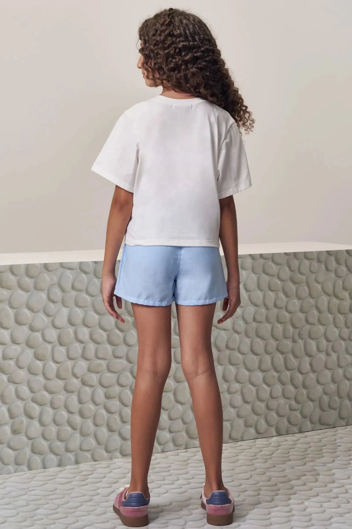 Conjunto de Blusa em Meia Malha e Short Saia em Tecido New Positano 98809 Lilimoon Teen Menina