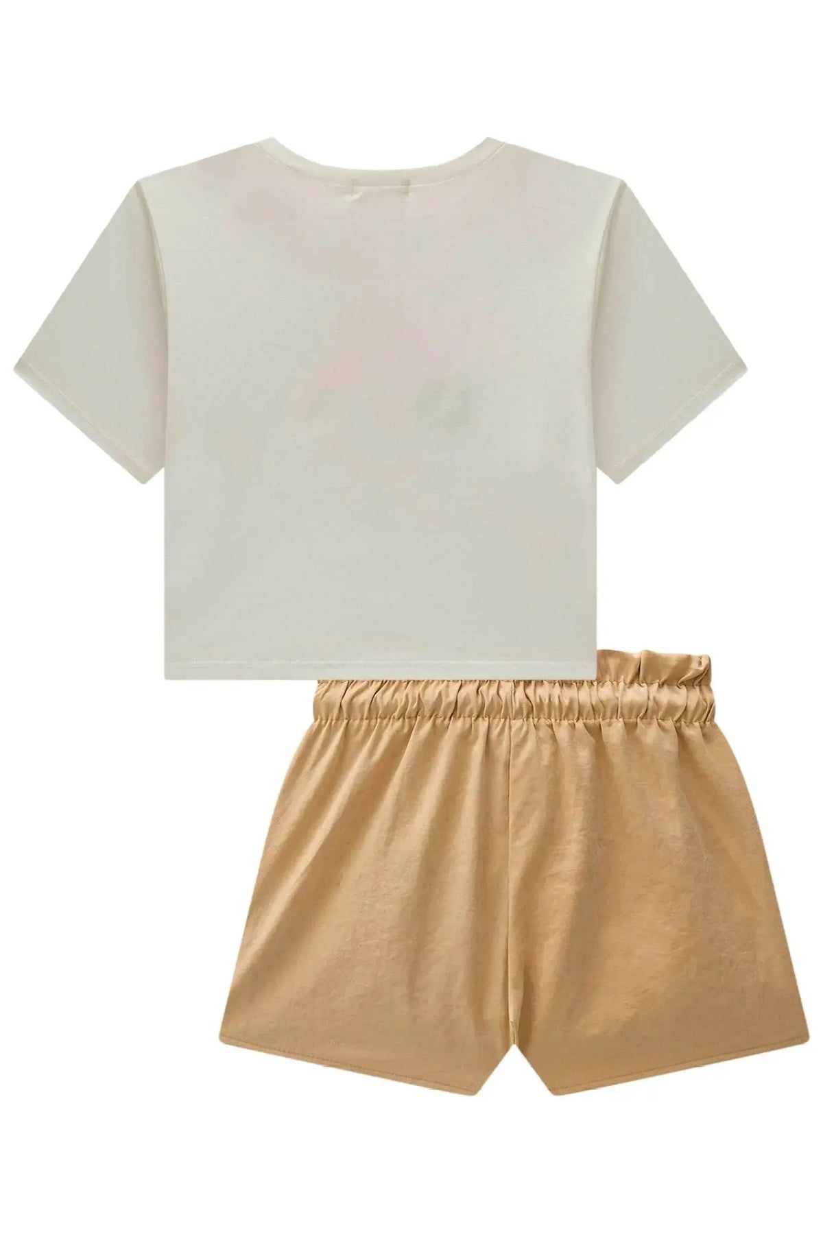 Conjunto de Blusa em Meia Malha e Shorts em Cupro 98280 Kukiê Infantil Menina