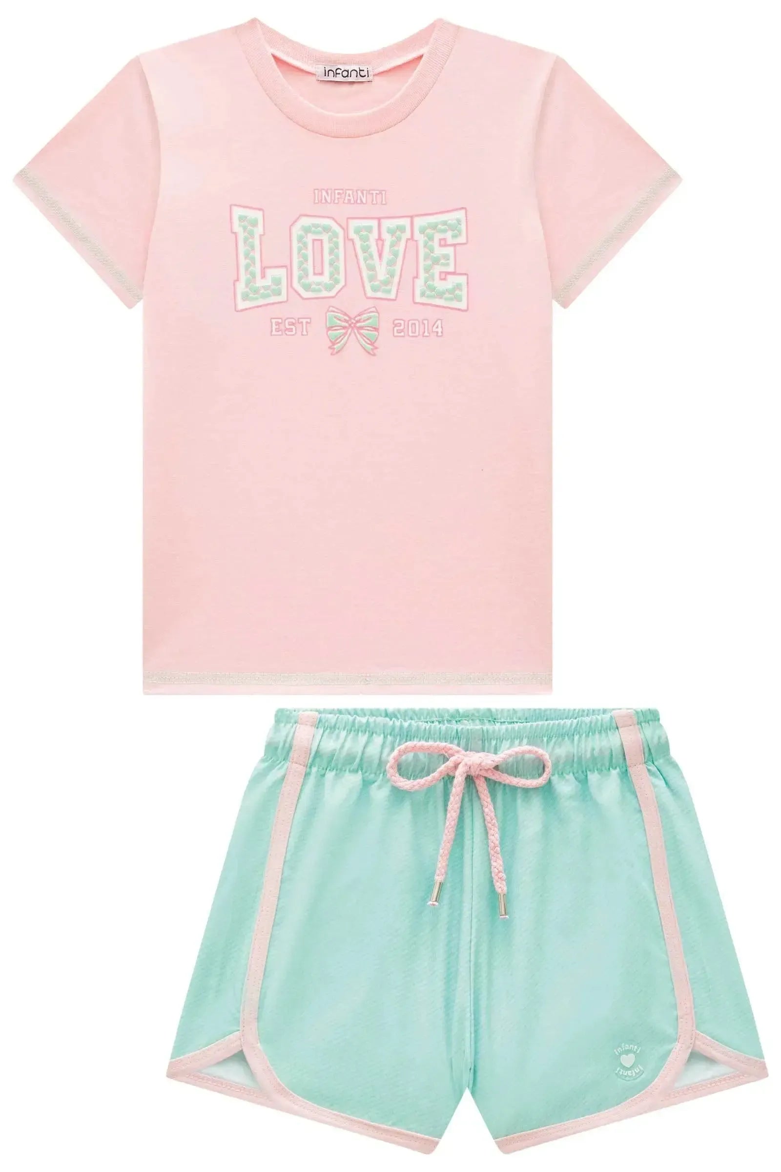 Conjunto de Blusa em Meia Malha e Shorts em Ergonomic 96330 Infanti Infantil Menina