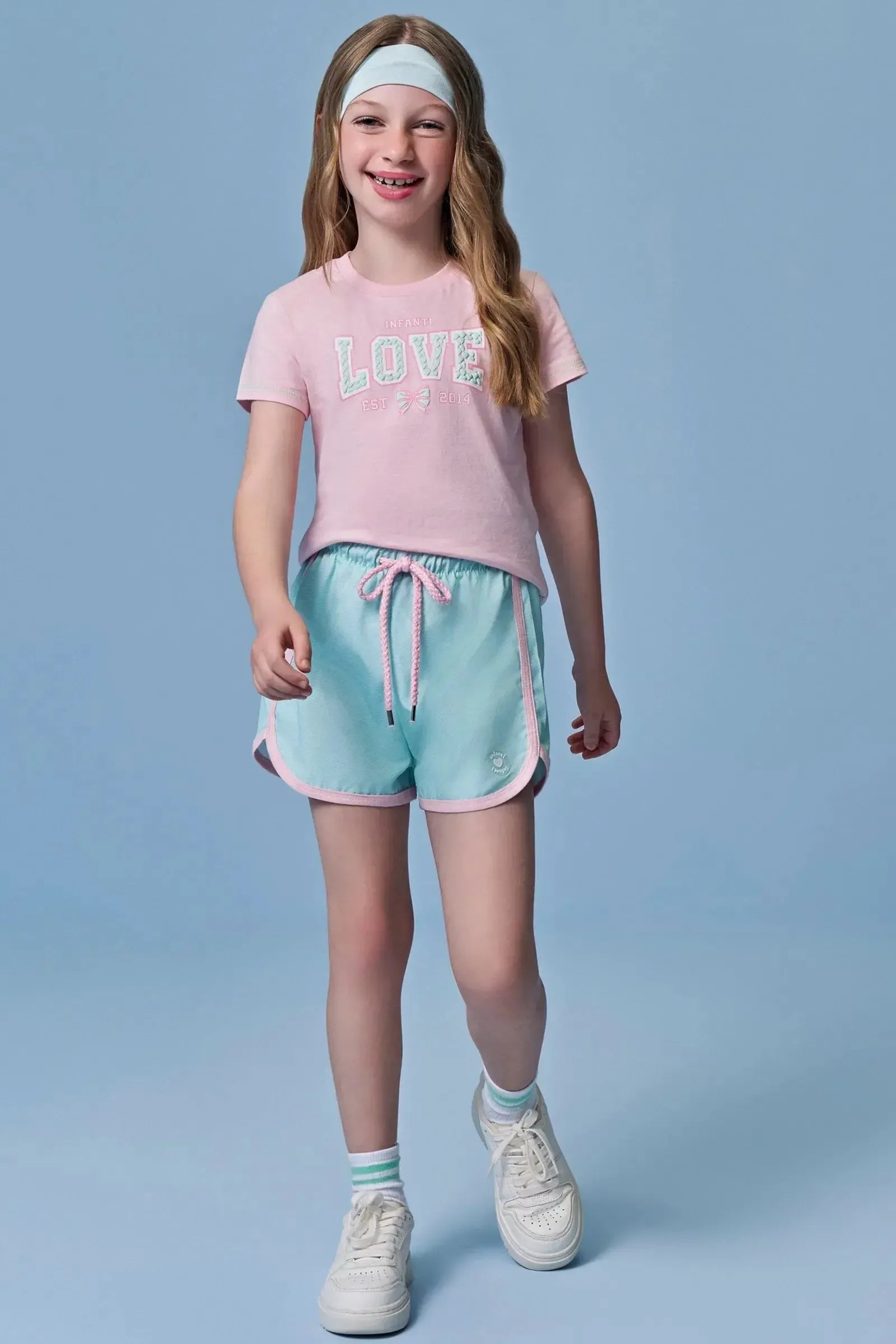 Conjunto de Blusa em Meia Malha e Shorts em Ergonomic 96330 Infanti Infantil Menina