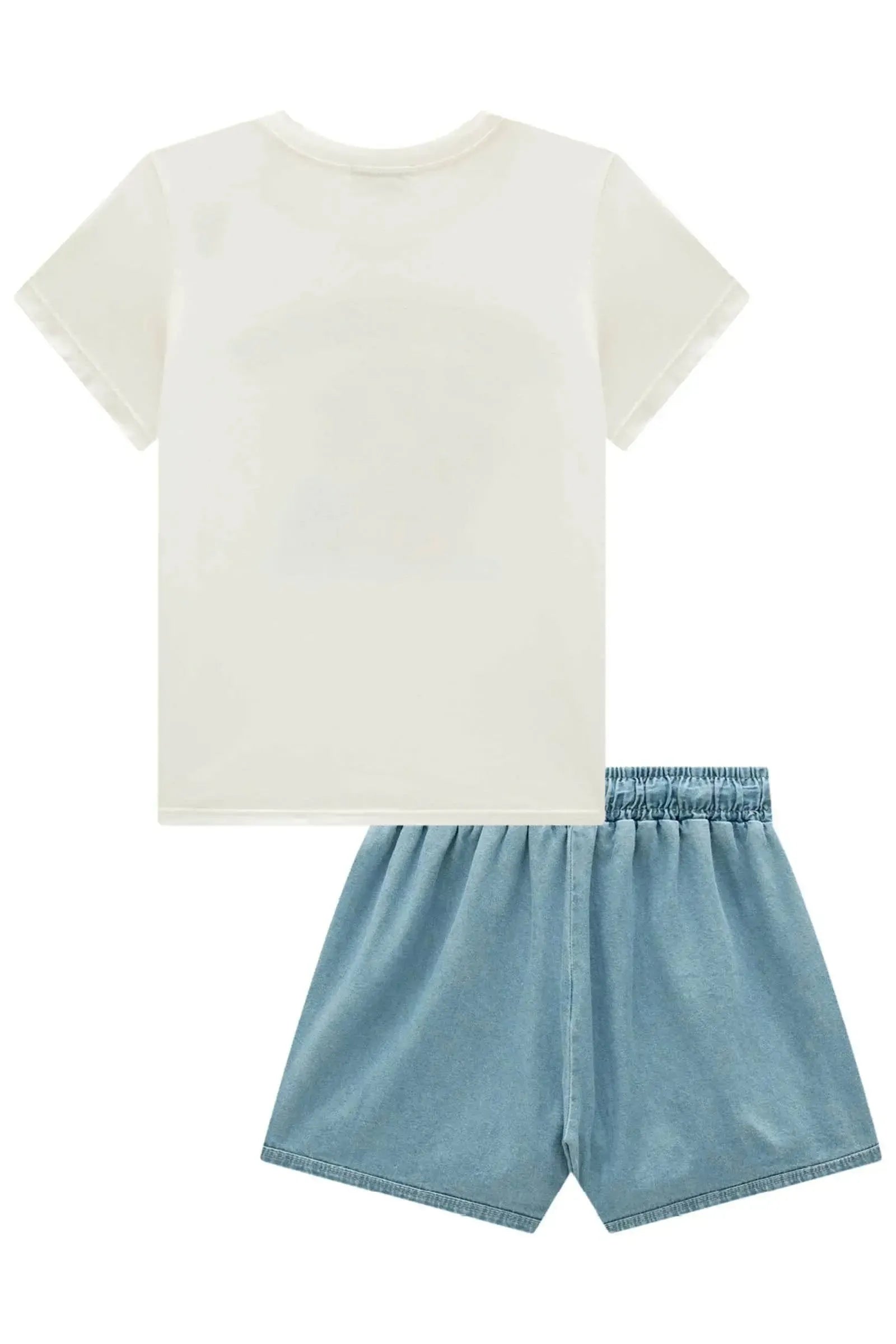 Conjunto de Blusa em Meia Malha e Shorts em Jeans 99227 Vic Teen Menina