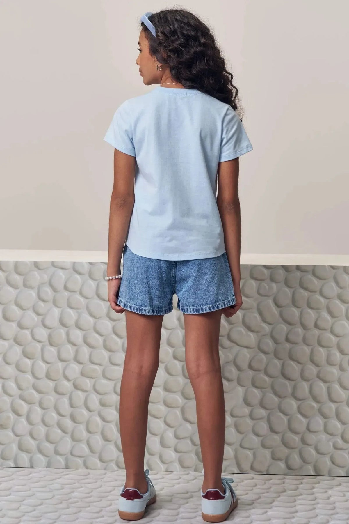 Conjunto de Blusa em Meia Malha e Shorts em Jeans Wishita 99350 Lilimoon Teen Menina