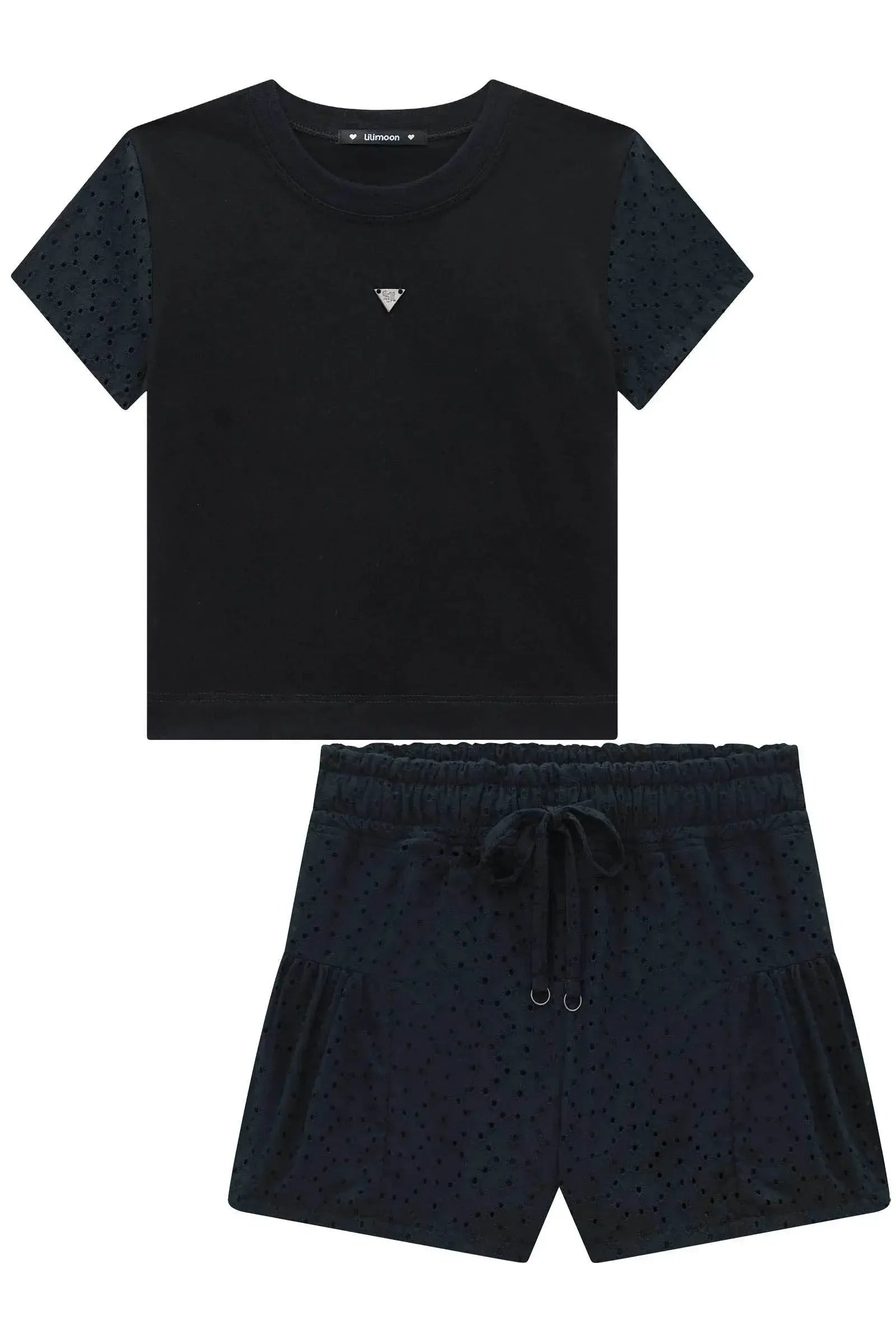 Conjunto de Blusa em Meia Malha e Shorts em Laise Capadocia 96295 Lilimoon Teen Menina