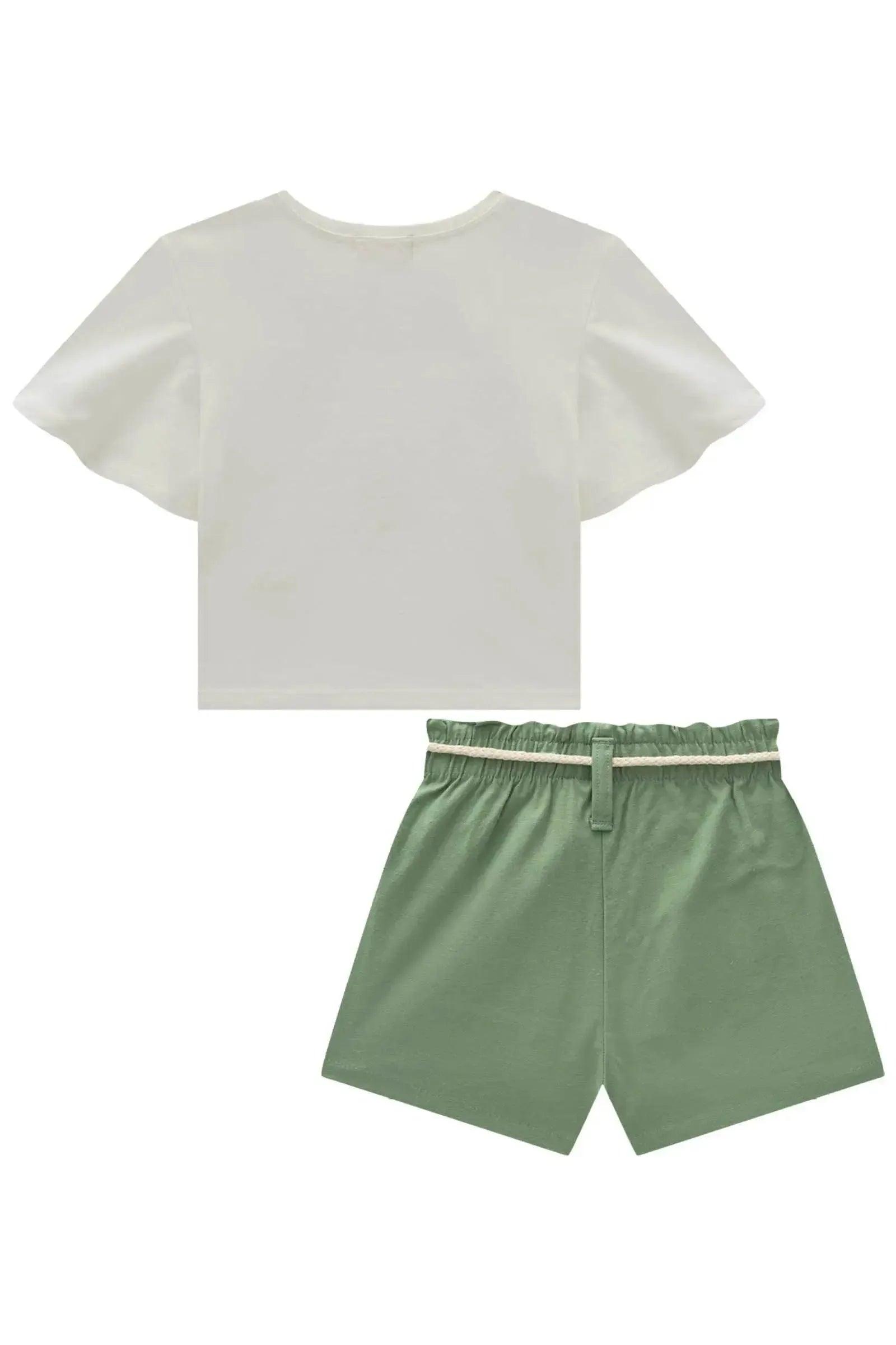 Conjunto de Blusa em Meia Malha e Shorts em Linho com Elastano 97539 Infanti Infantil Menina