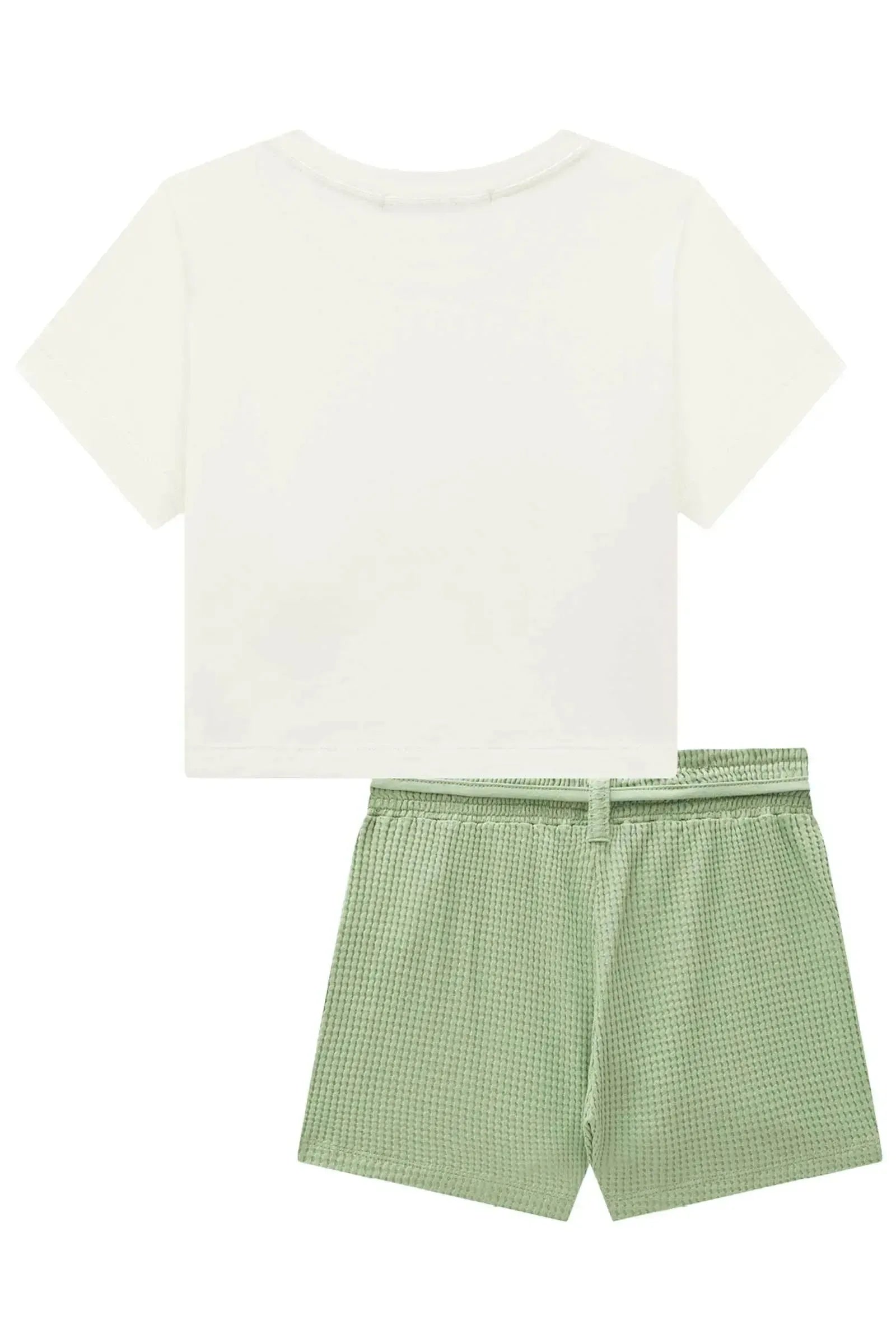 Conjunto de Blusa em Meia Malha e Shorts em Malha Big Waffle 95498 Lilimoon Teen Menina
