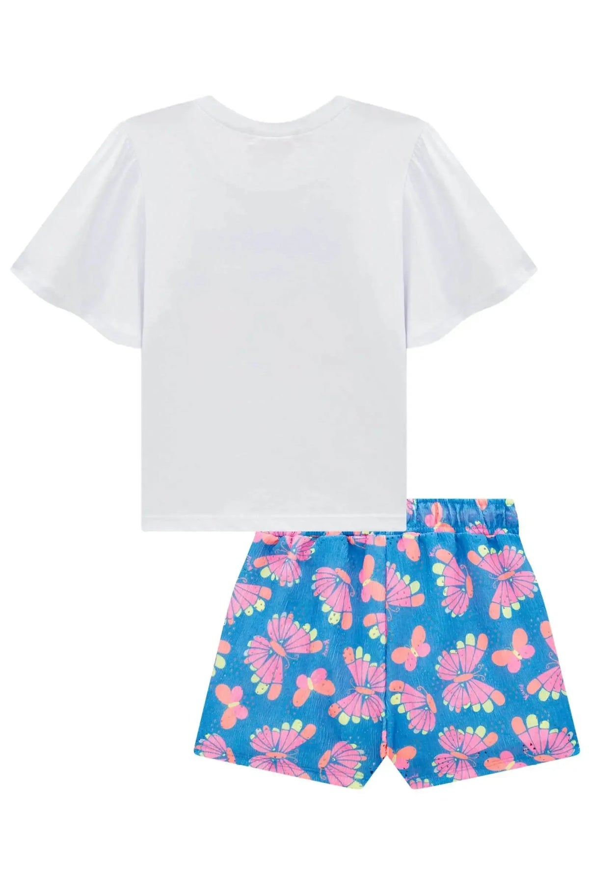Conjunto de Blusa em Meia Malha e Shorts em Malha Laise 99610 Kukiê Infantil Menina
