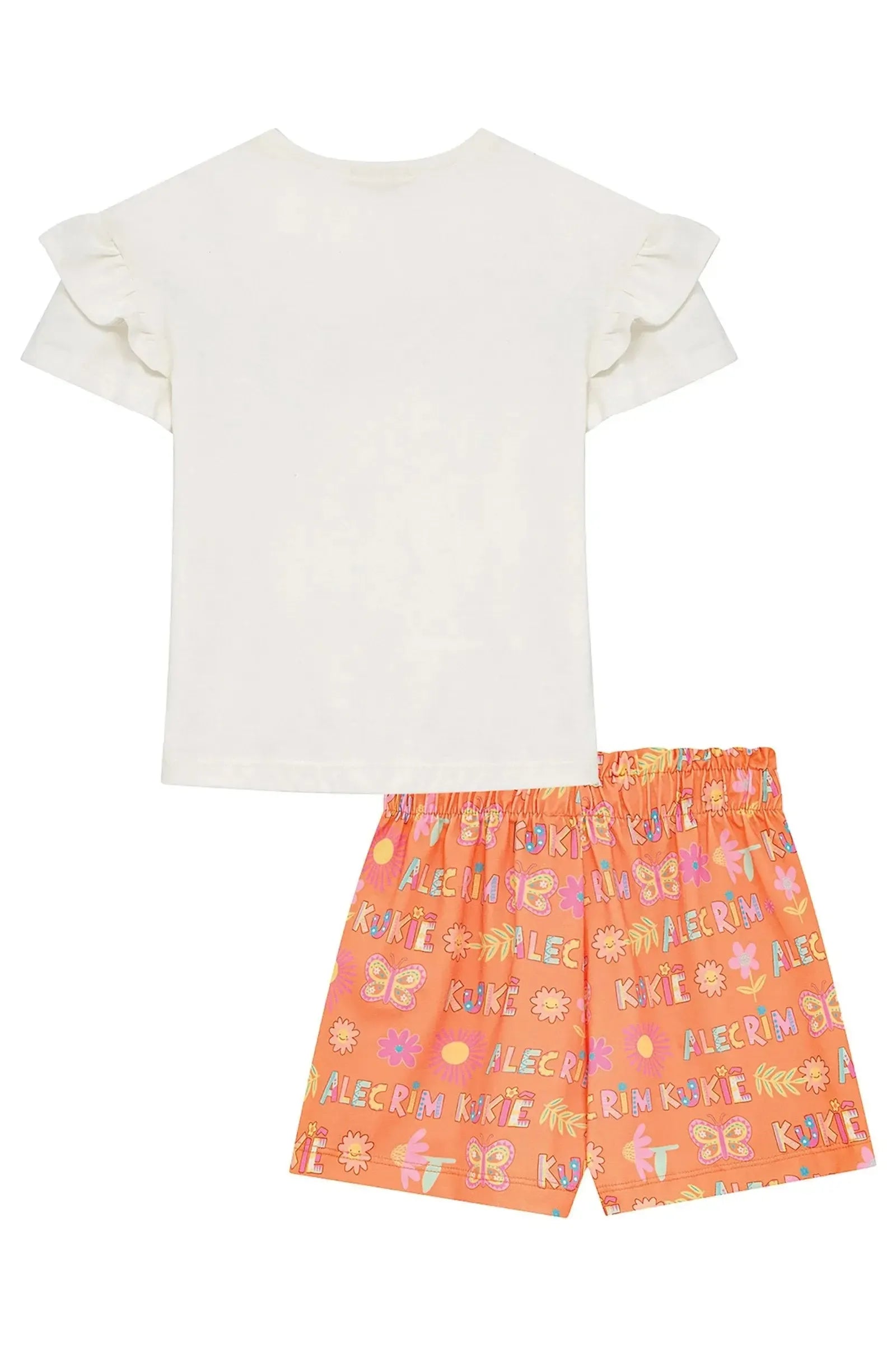 Conjunto de Blusa em Meia Malha e Shorts em Molecotton 95122 Kukiê Infantil Menina