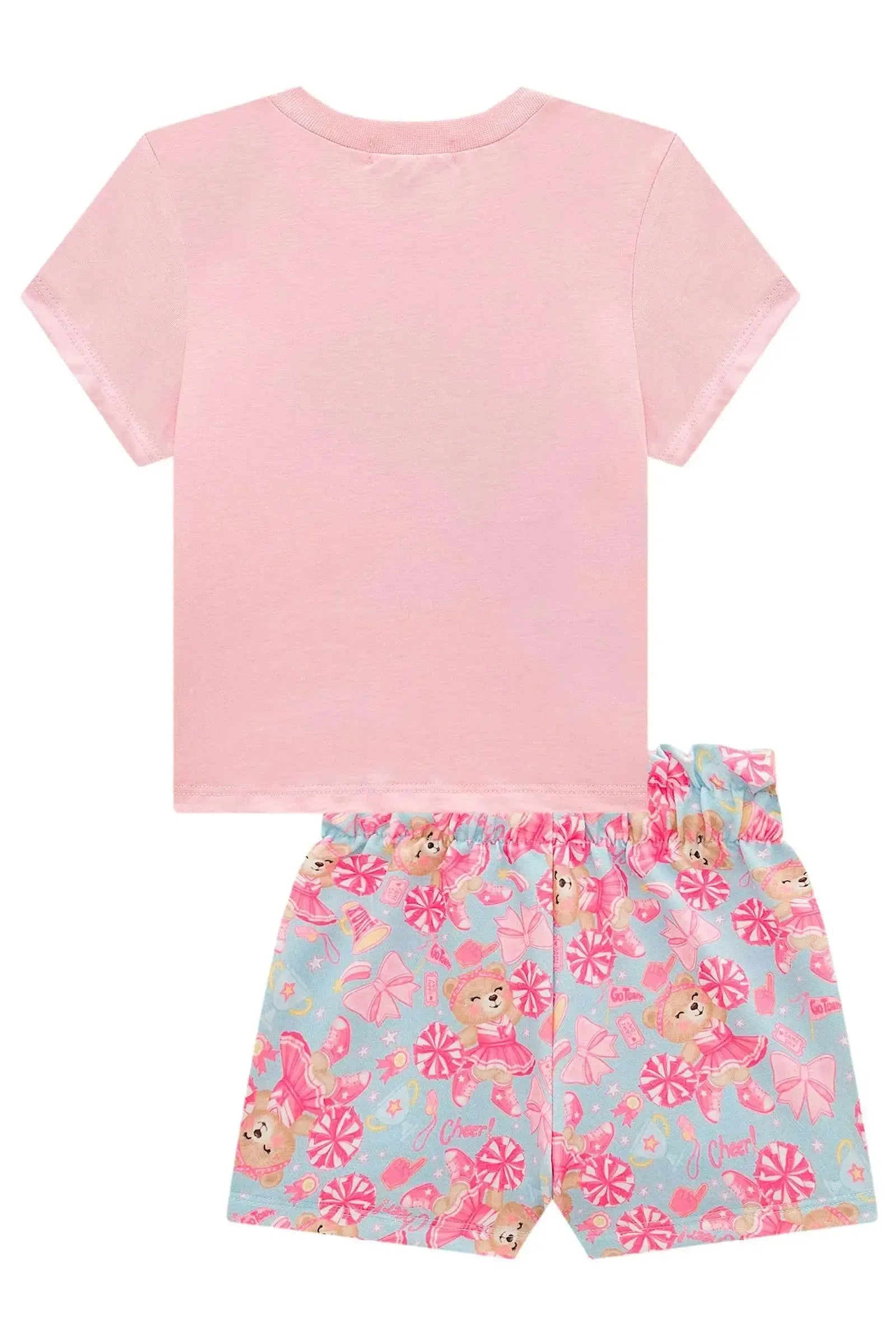 Conjunto de Blusa em Meia Malha e Shorts em Molecotton 98354 Kukiê Infantil Menina