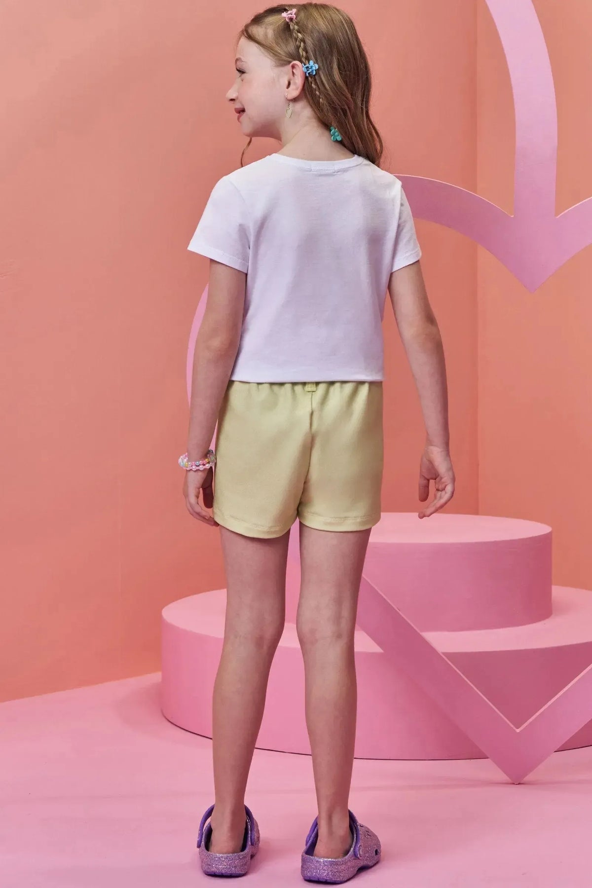 Conjunto de Blusa em Meia Malha e Shorts em Molecotton 99134 Infanti Infantil Menina