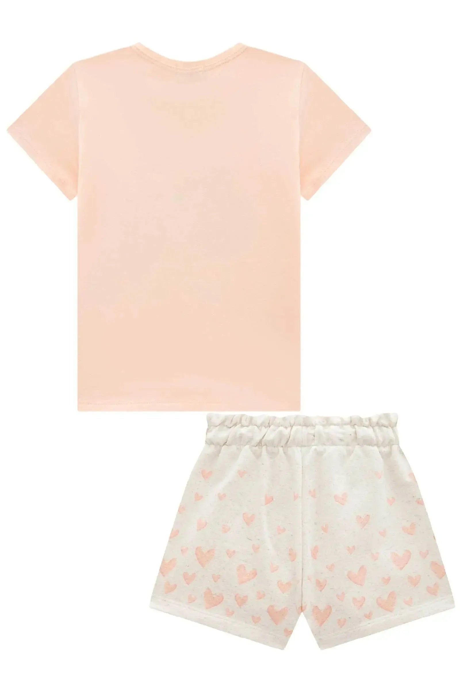 Conjunto de Blusa em Meia Malha e Shorts em Moletom Linho sem Pelúcia 96345 Infanti Infantil Menina