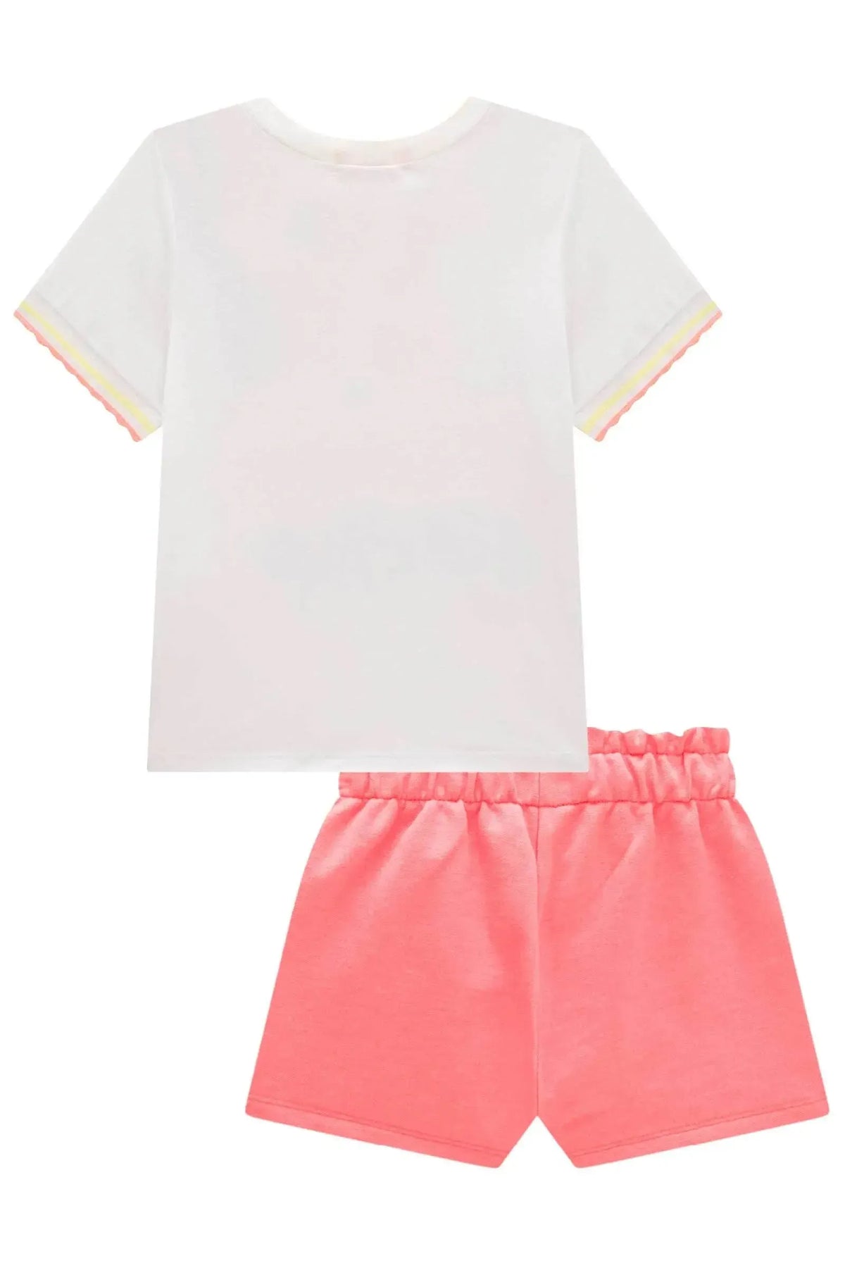Conjunto de Blusa em Meia Malha e Shorts em Moletom sem Pelúcia 99378 Kukiê Infantil Menina