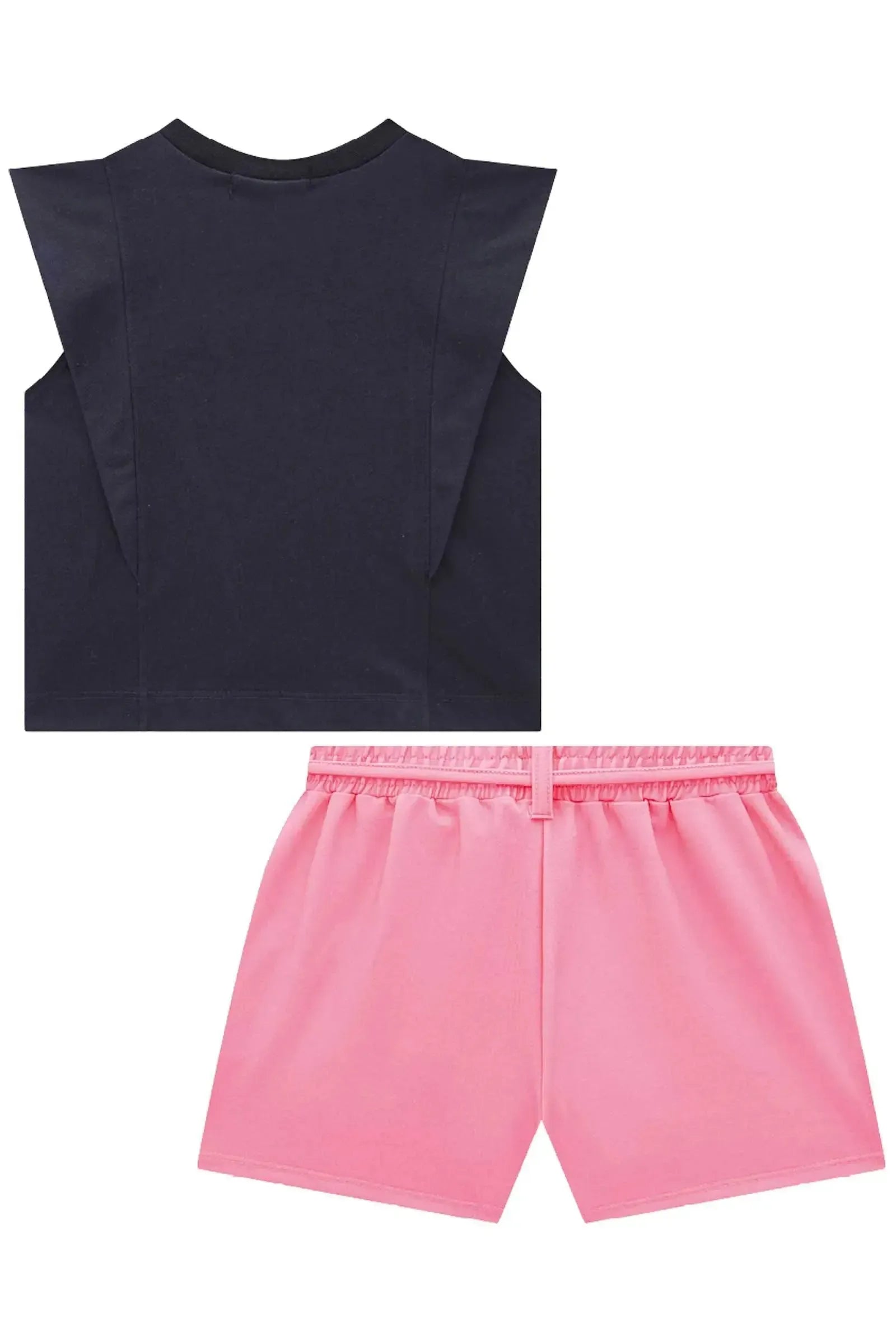 Conjunto de Blusa em Meia Malha e Shorts em Moletom sem Pelúcia 84541 Lilimoon Teen Menina