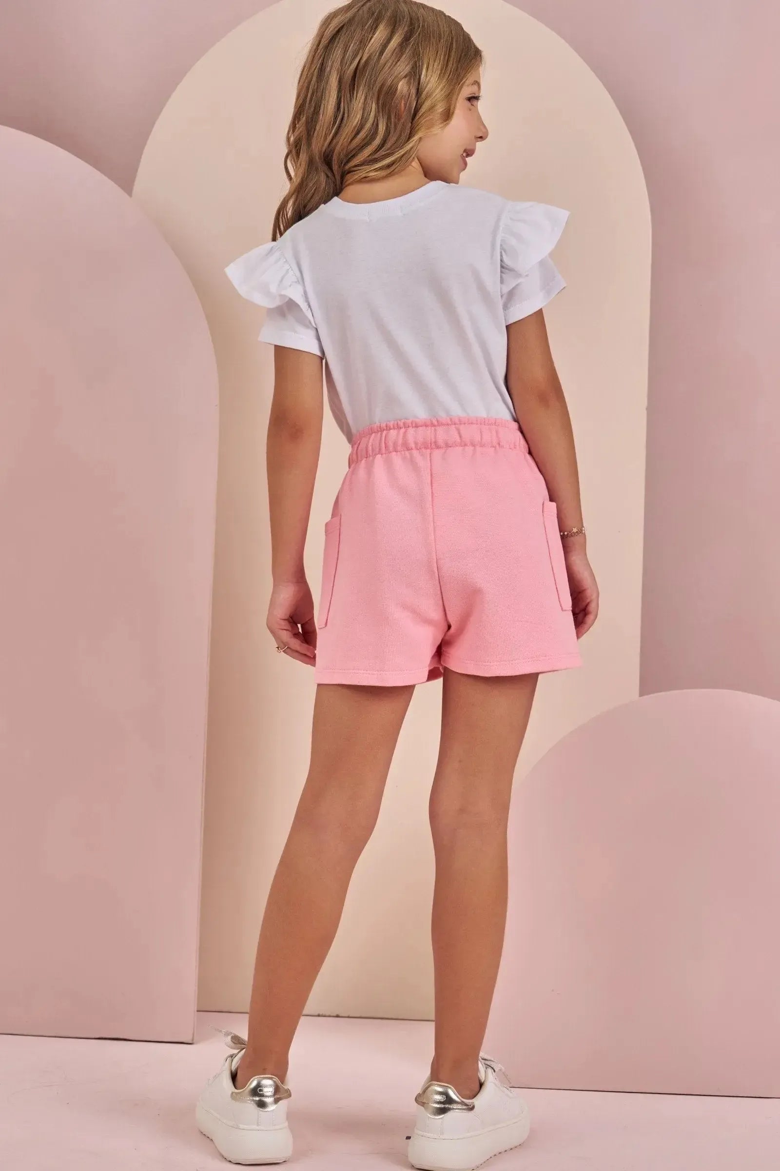 Conjunto de Blusa em Meia Malha e Shorts em Moletom sem Pelúcia 87769 Infanti Infantil Menina