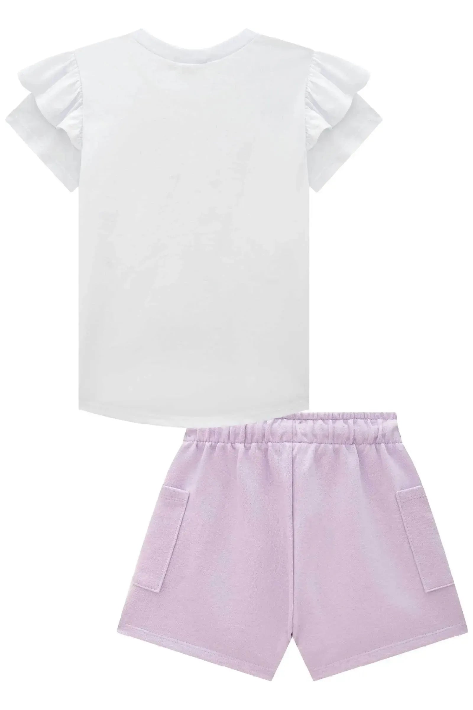 Conjunto de Blusa em Meia Malha e Shorts em Moletom sem Pelúcia 88592 Infanti Infantil Menina