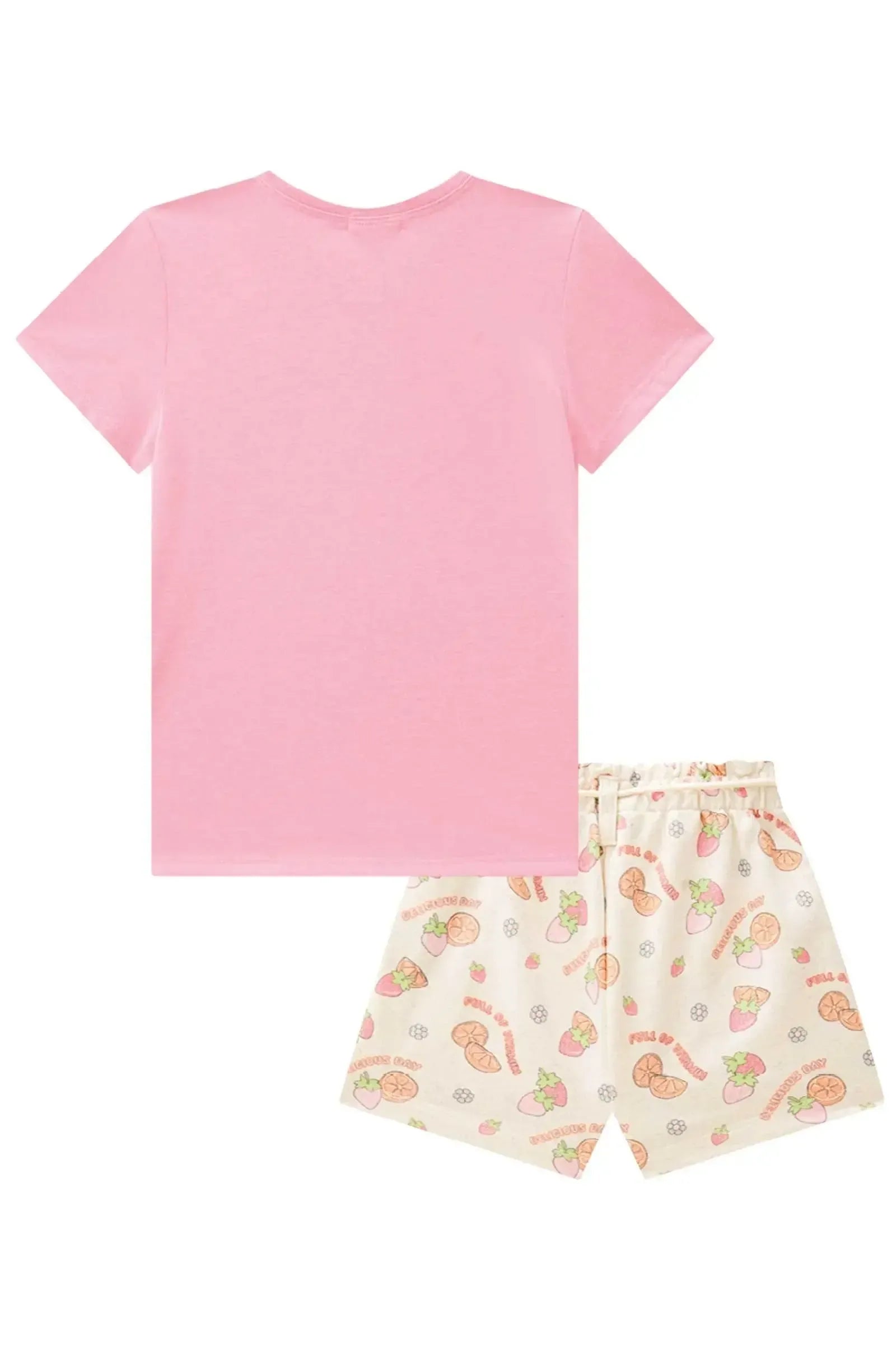 Conjunto de Blusa em Meia Malha e Shorts em Moletom sem Pelúcia 88866 Infanti Infantil Menina