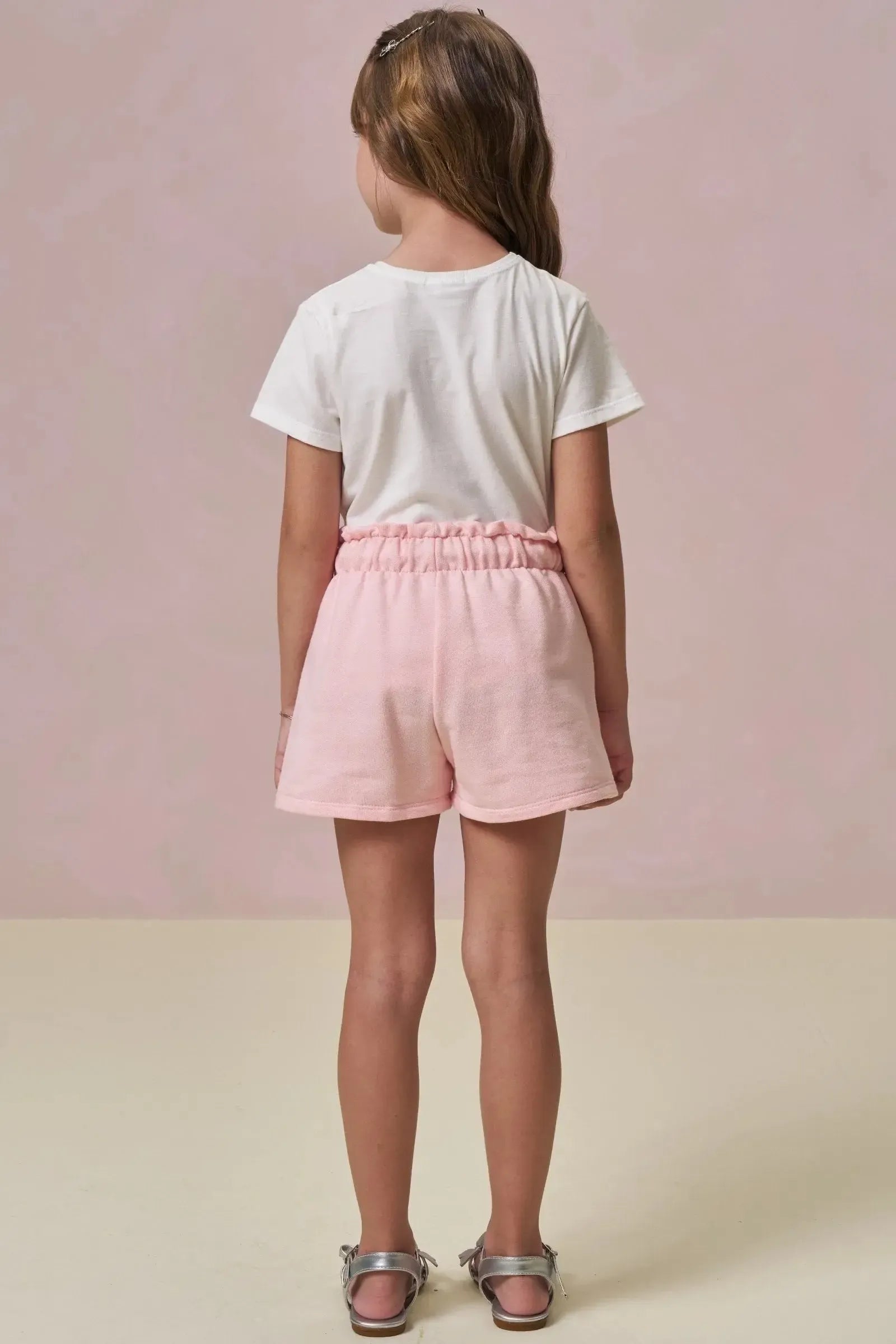 Conjunto de Blusa em Meia Malha e Shorts em Moletom sem Pelúcia 93269 Infanti Infantil Menina