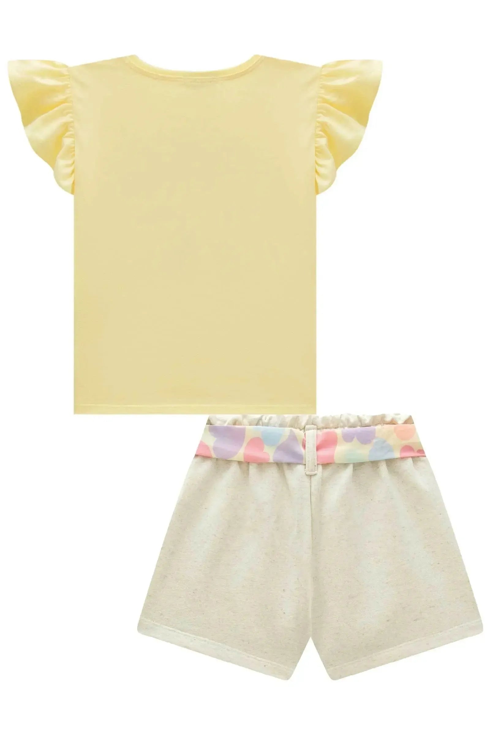 Conjunto de Blusa em Meia Malha e Shorts em Moletom sem Pelúcia 95425 Infanti Infantil Menina