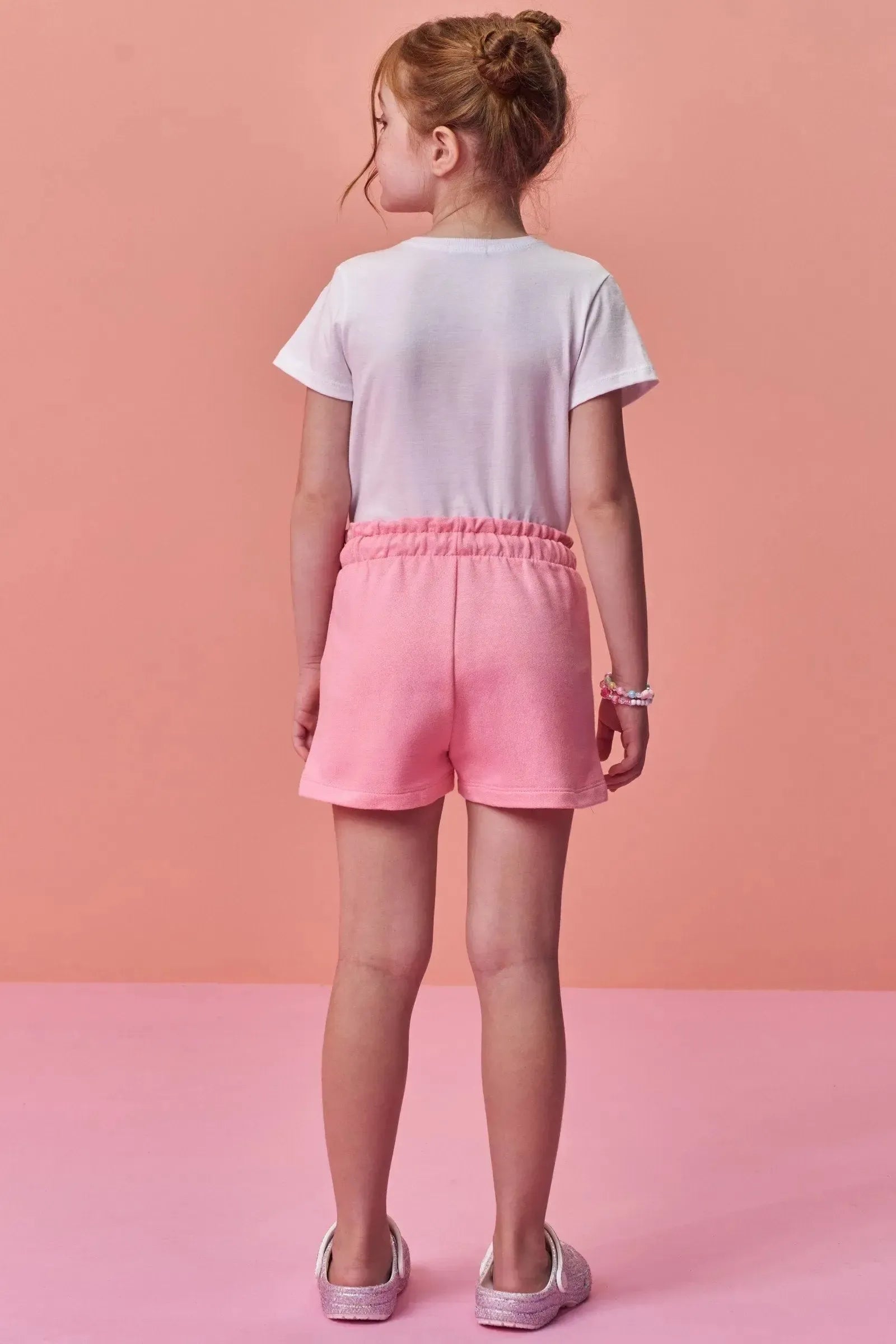 Conjunto de Blusa em Meia Malha e Shorts em Moletom sem Pelúcia 98355 Infanti Infantil Menina