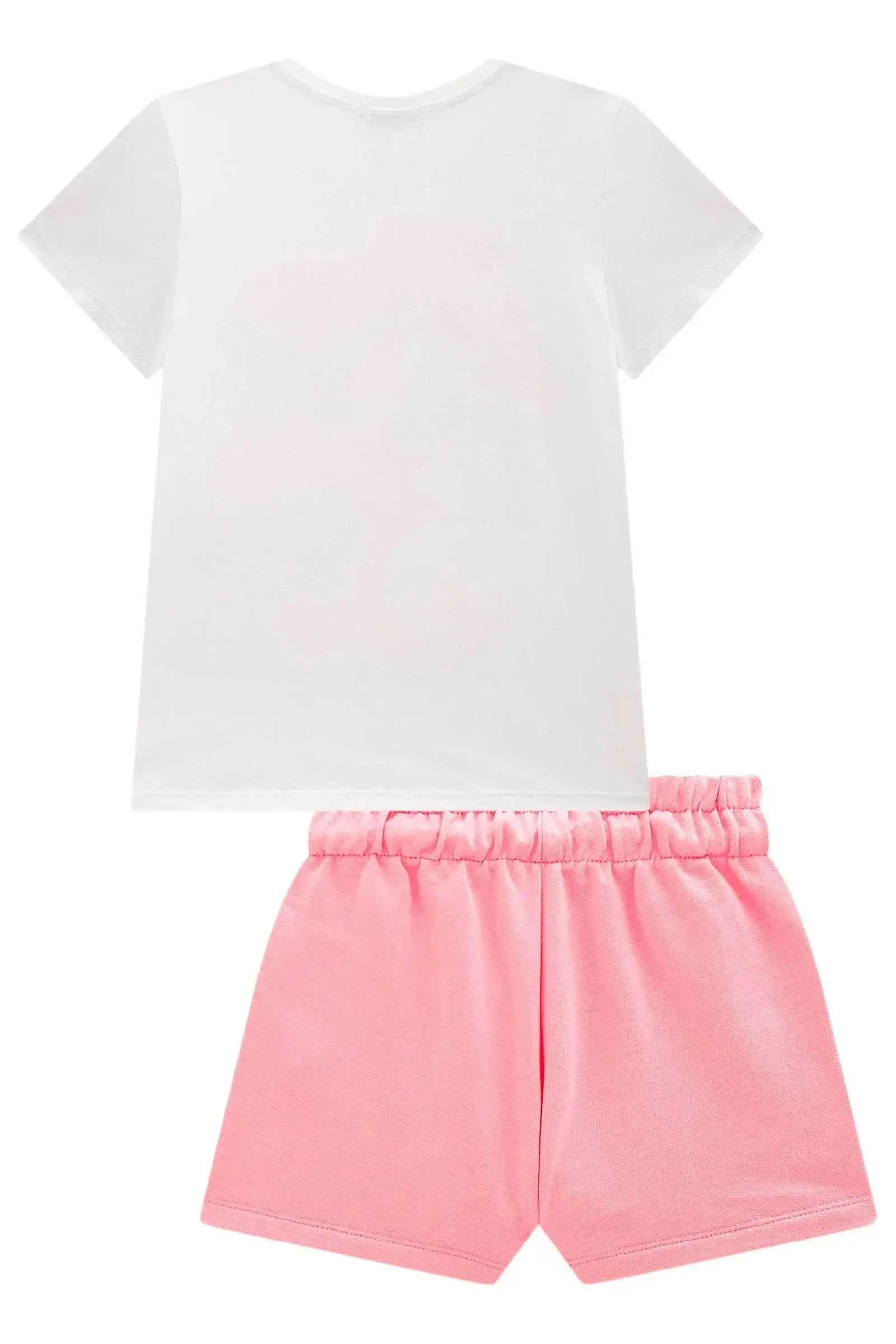 Conjunto de Blusa em Meia Malha e Shorts em Moletom sem Pelúcia 98355 Infanti Infantil Menina