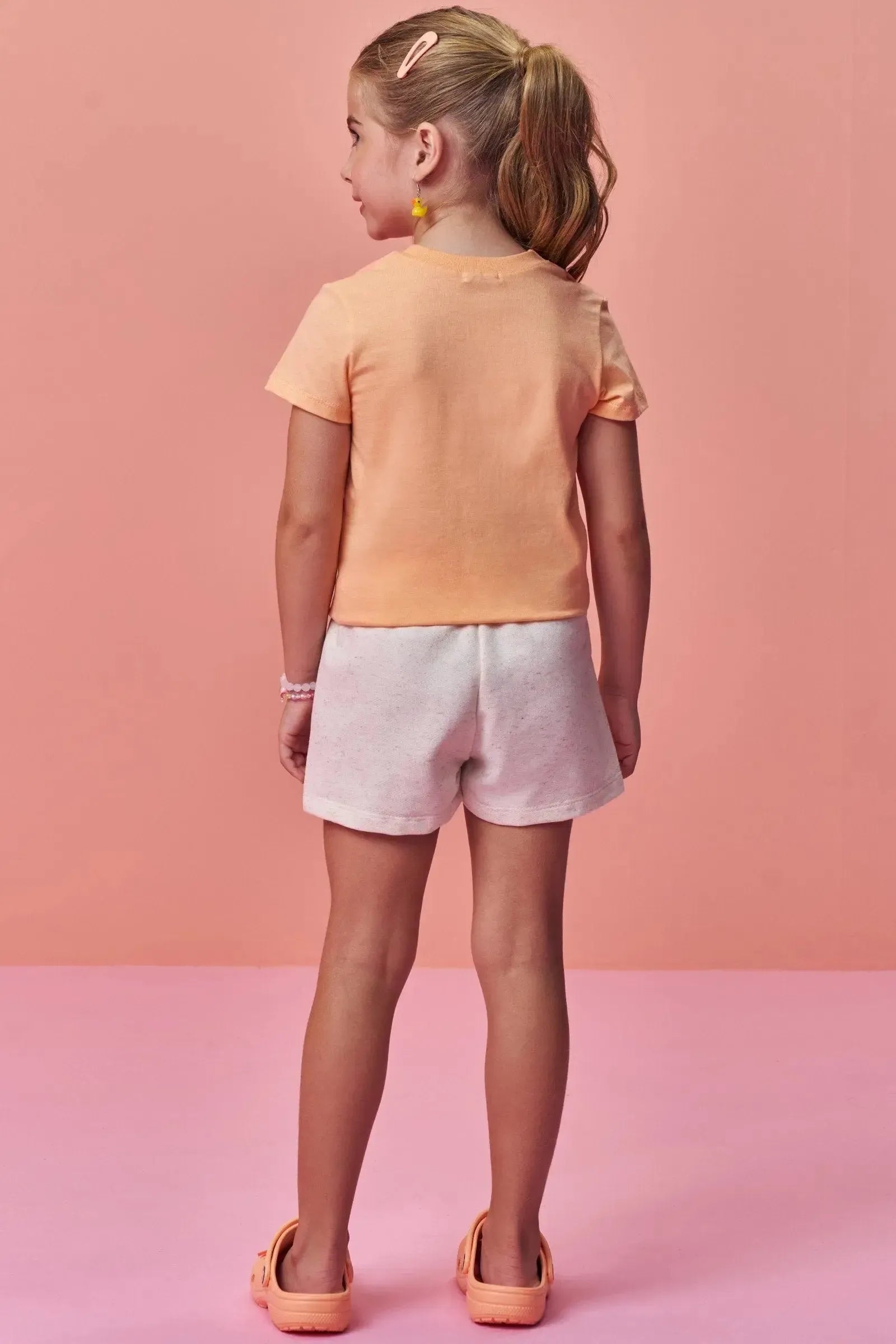 Conjunto de Blusa em Meia Malha e Shorts em Moletom sem Pelúcia 98372 Infanti Infantil Menina