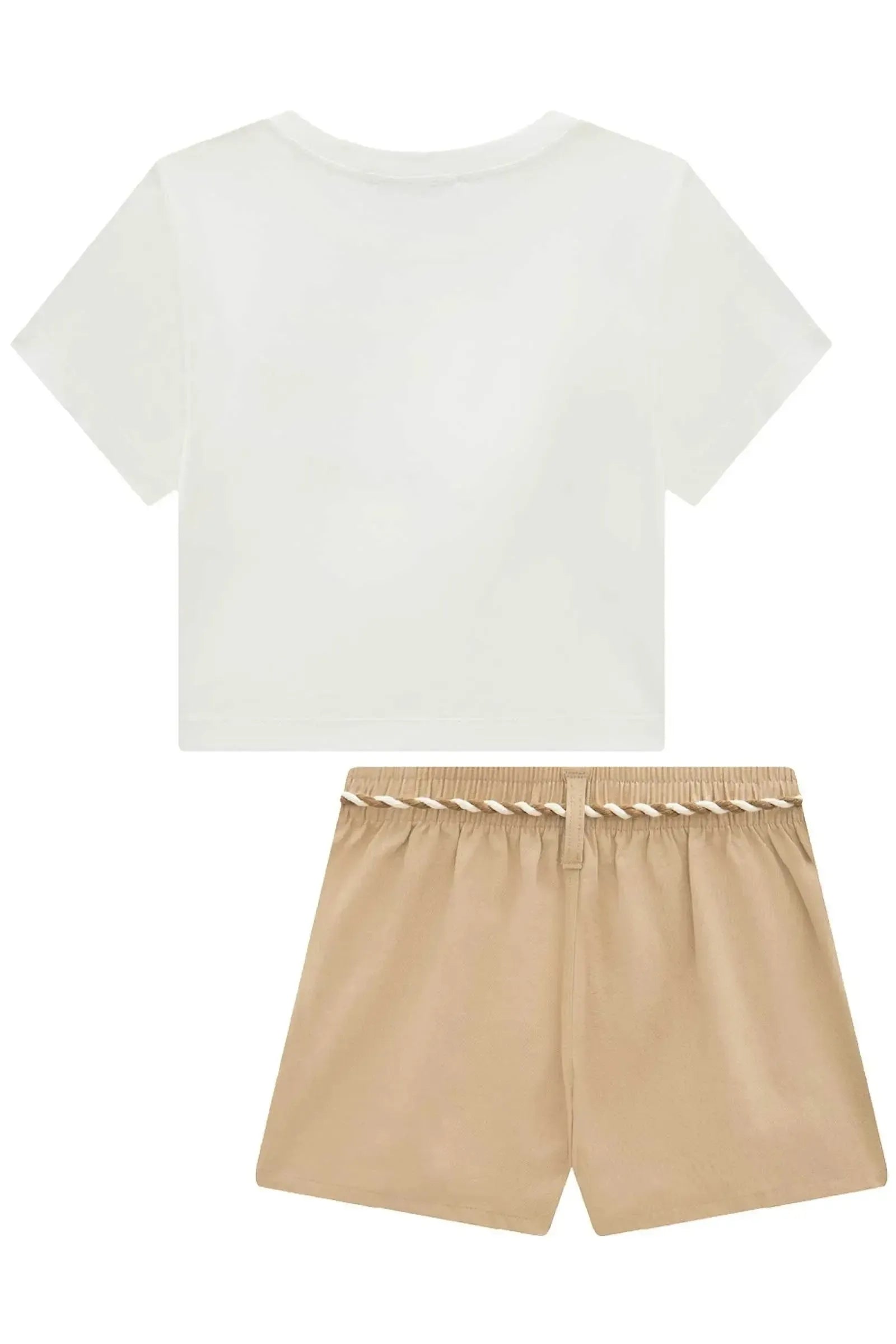 Conjunto de Blusa em Meia Malha e Shorts em Sarja com Elastano 95504 Lilimoon Teen Menina