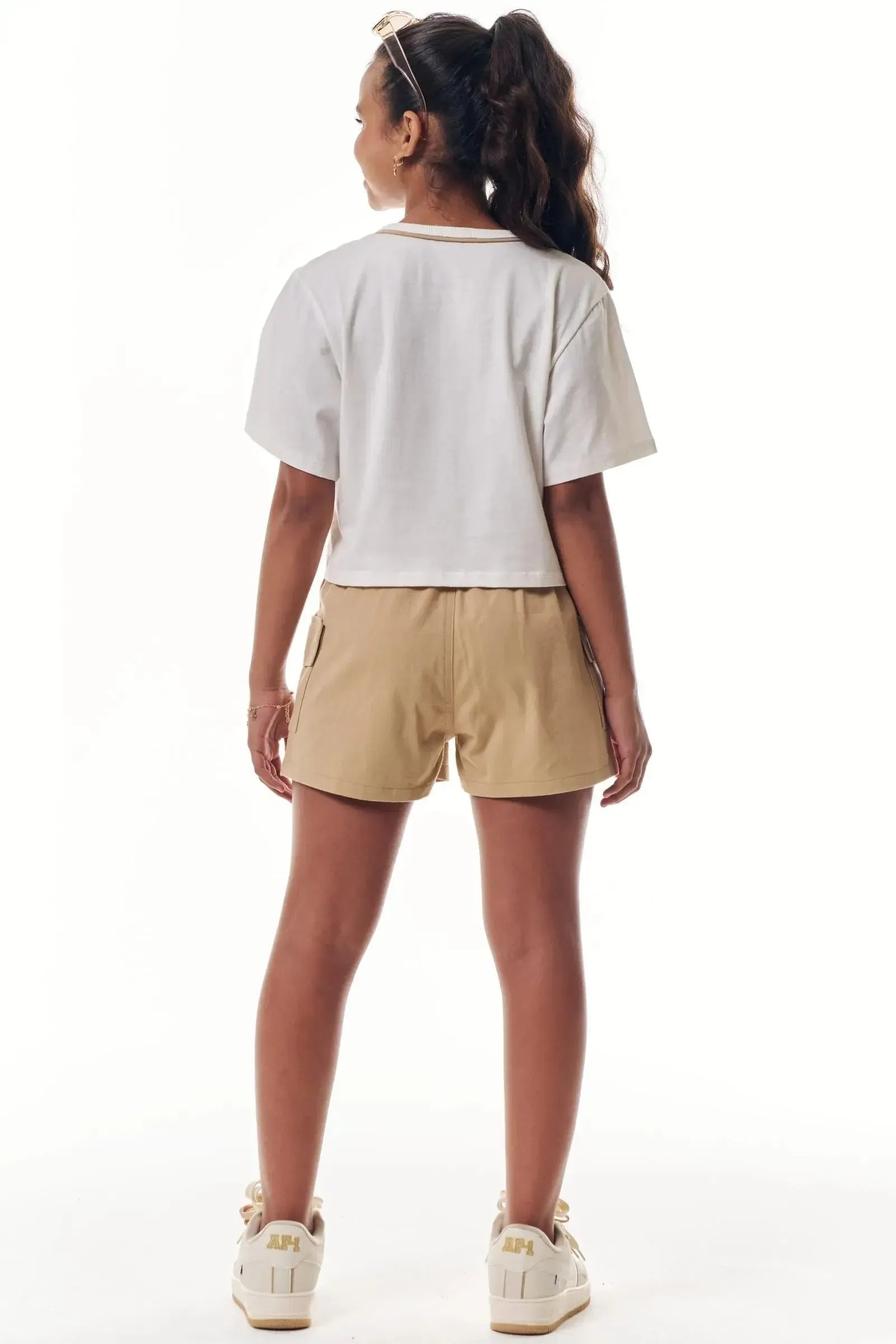 Conjunto de Blusa em Meia Malha e Shorts em Sarja com Elastano 95924 Vic&Vicky Teen Menina