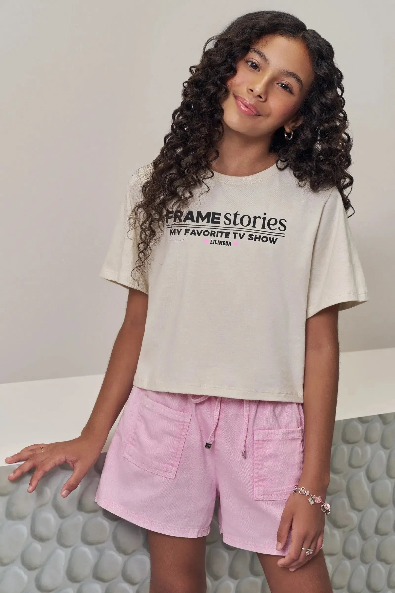Conjunto de Blusa em Meia Malha e Shorts em Sarja com Elastano 98814 Lilimoon Teen Menina