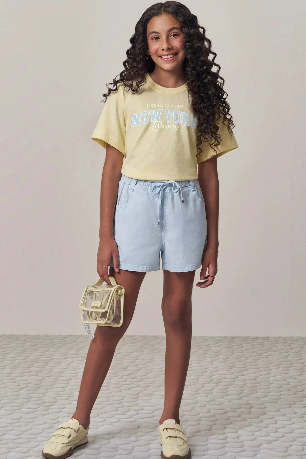 Conjunto de Blusa em Meia Malha e Shorts em Sarja com Elastano 98956 Lilimoon Teen Menina
